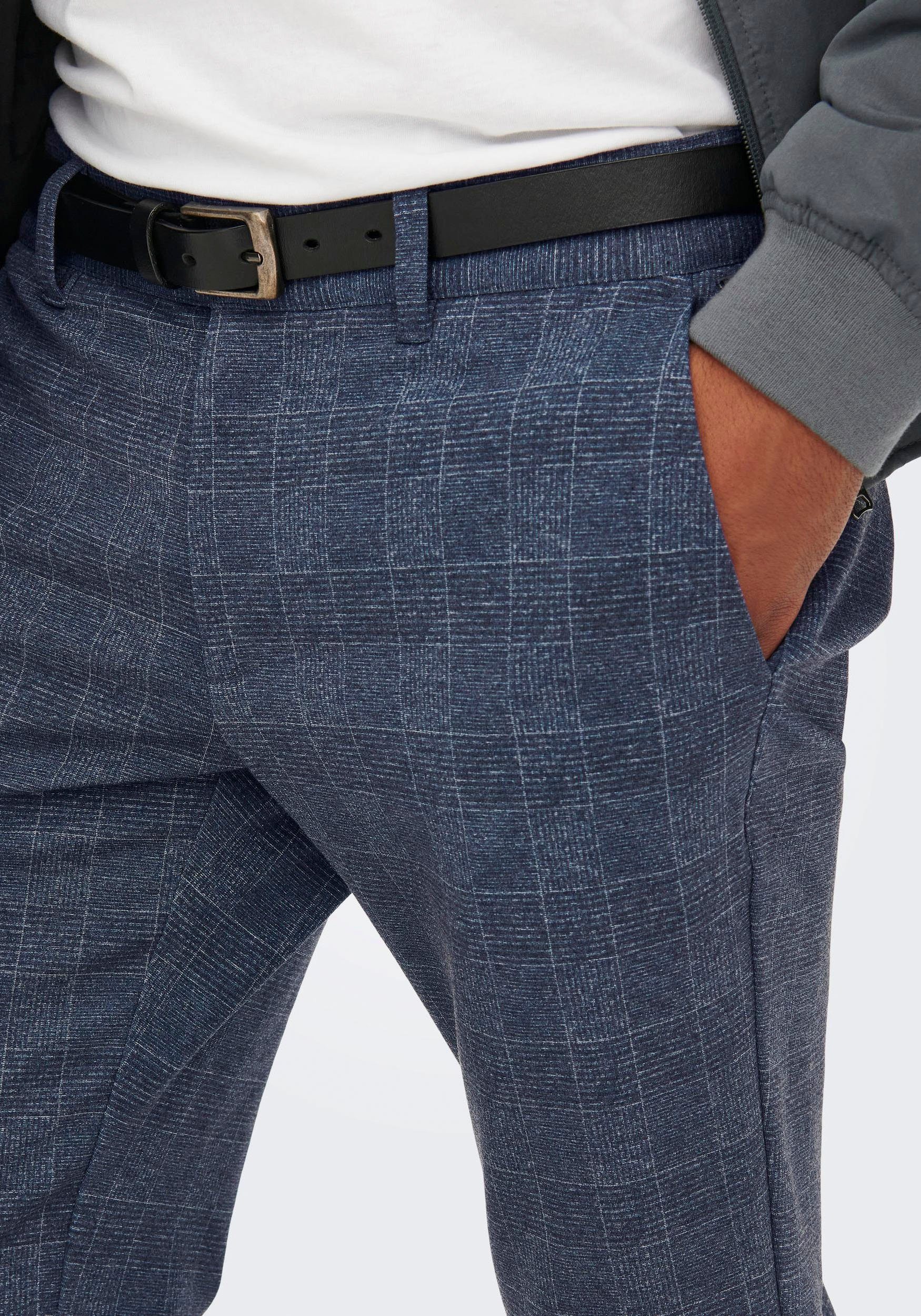 blau ONLY Chinohose CHECK MARK PANTS kariert & SONS