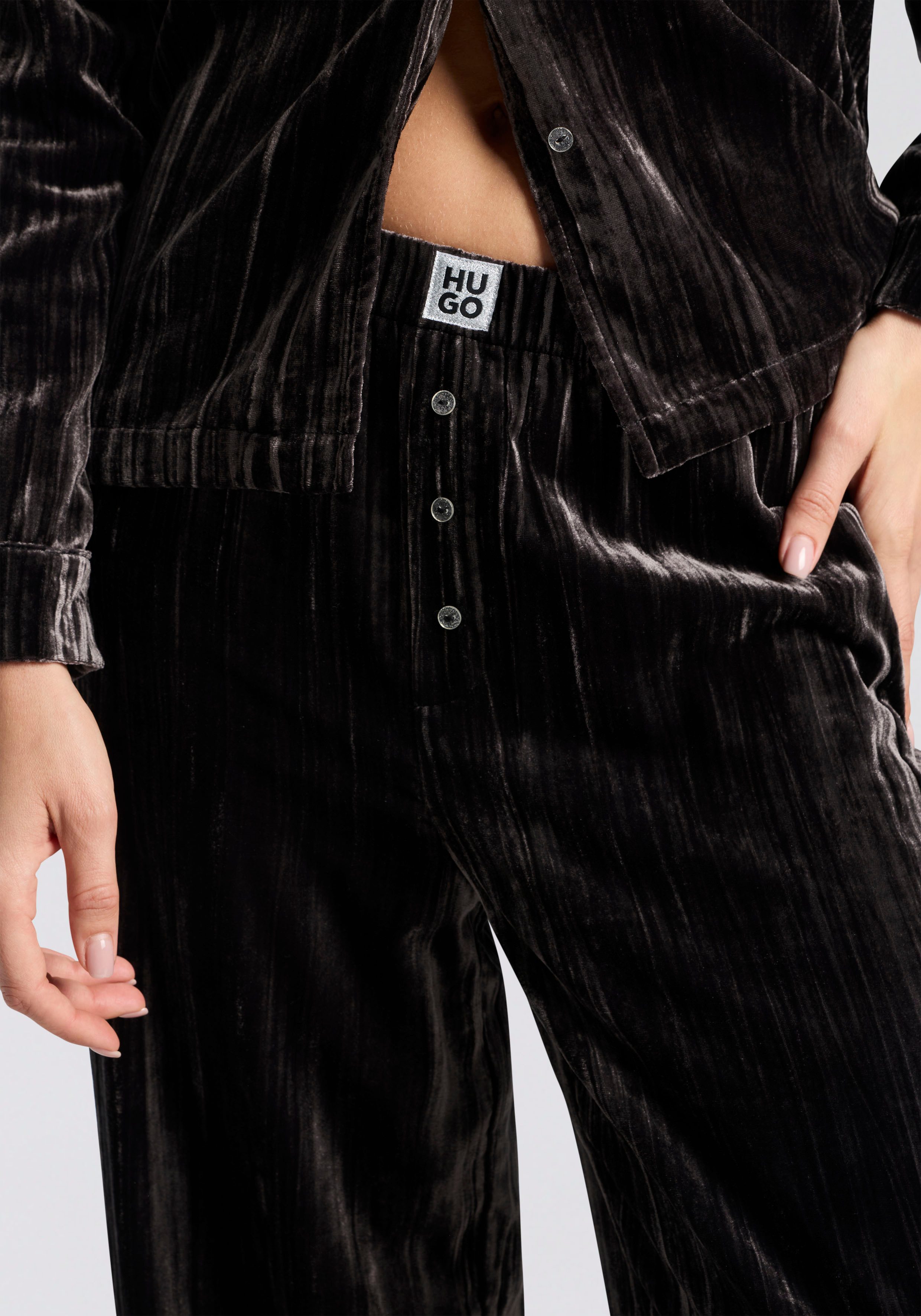 HUGO Pyjamahose Velvet aus weichem Material, mit elastischem Bund