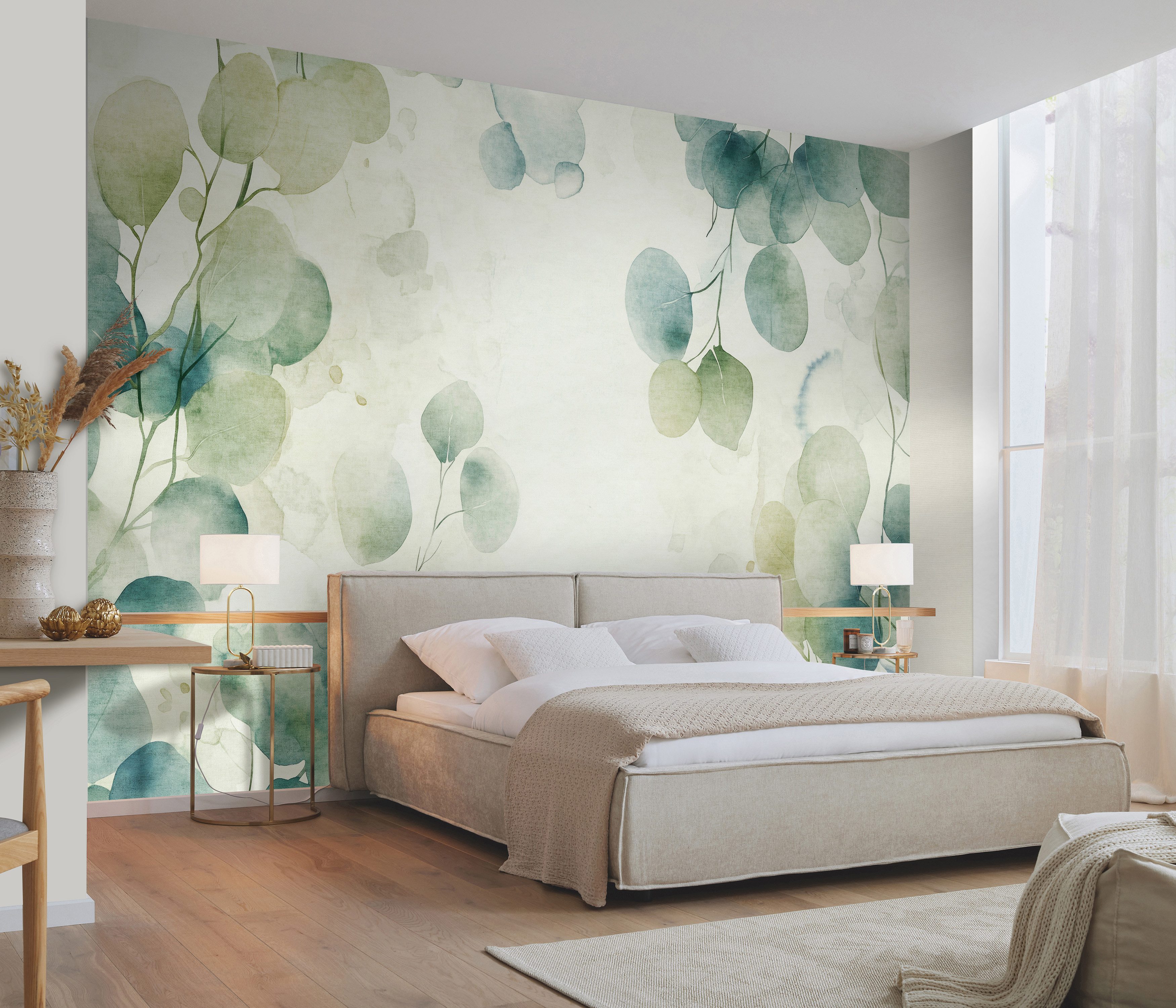 Erismann Vliestapete Fototapete Eukalyptus – Aquarell Grün (400x270cm), Erismann