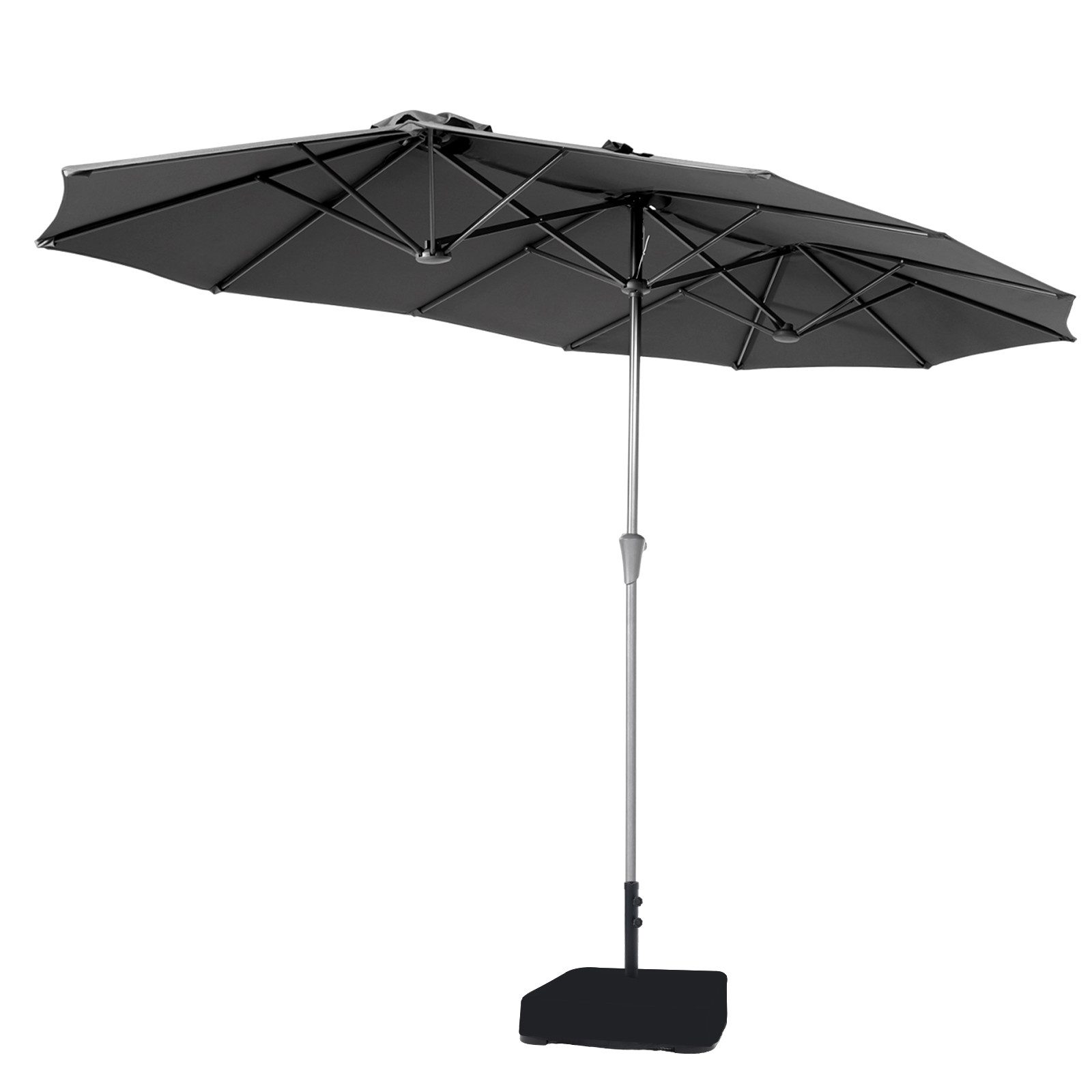 Sonnenschirm 400 x 220 cm Doppelsonnenschirm mit Kurbel, Groß Gartenschirm, UPF50+