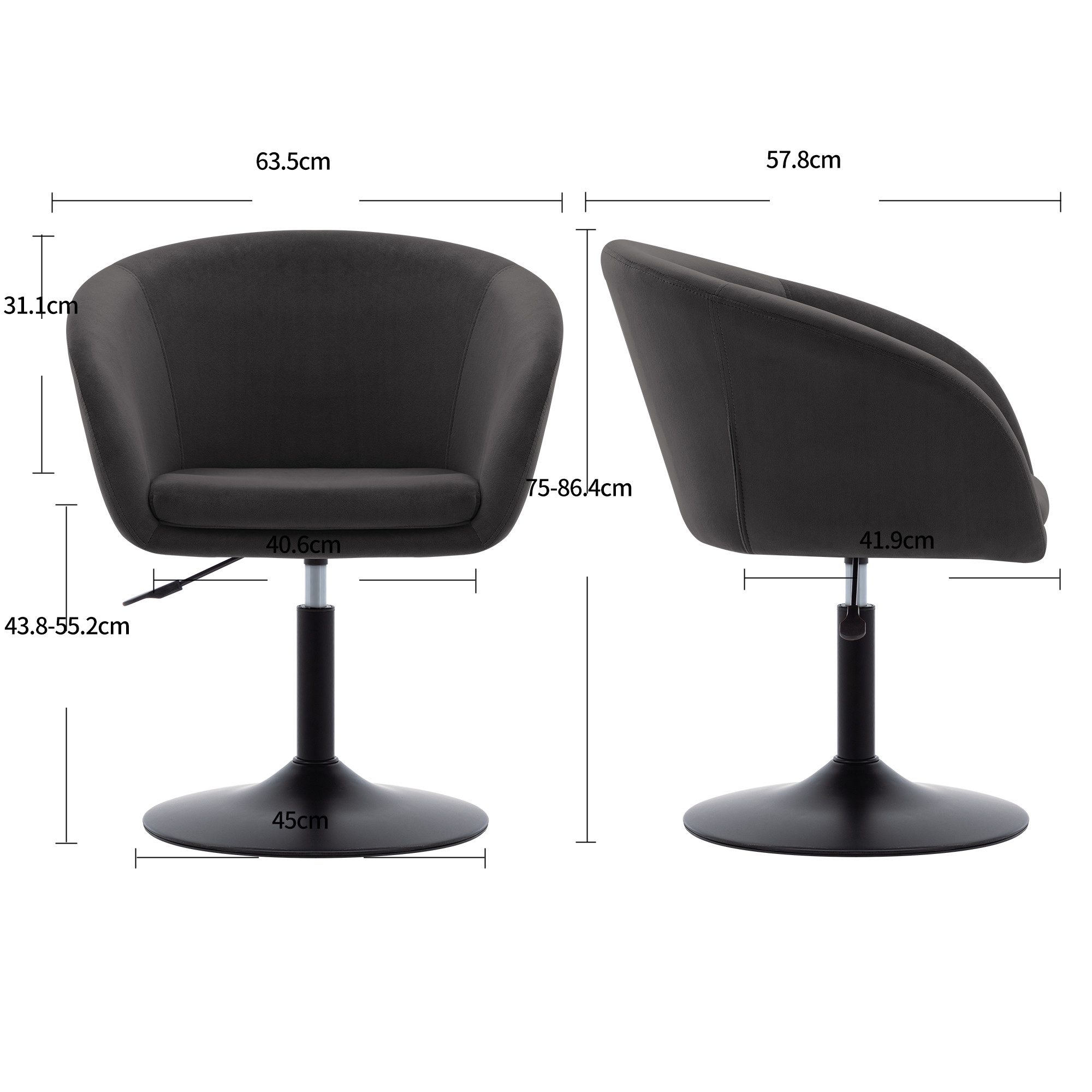 Duhome Loungesessel (WY440), Schminkstuhl Cocktailsessel Drehstuhl Höhenver günstig online kaufen