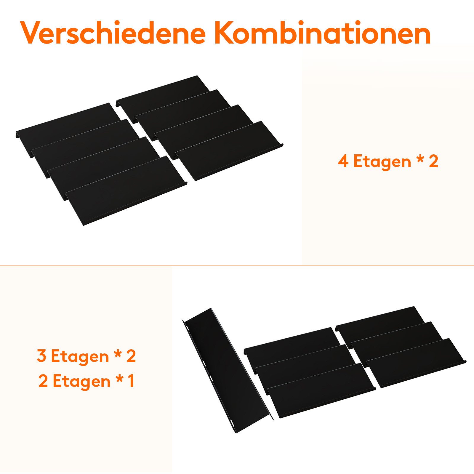Lifewit Servierständer Justierbare Gewürzschublade Organizer, Expandable Gewürzregal, (8-tlg), Geneigtes
