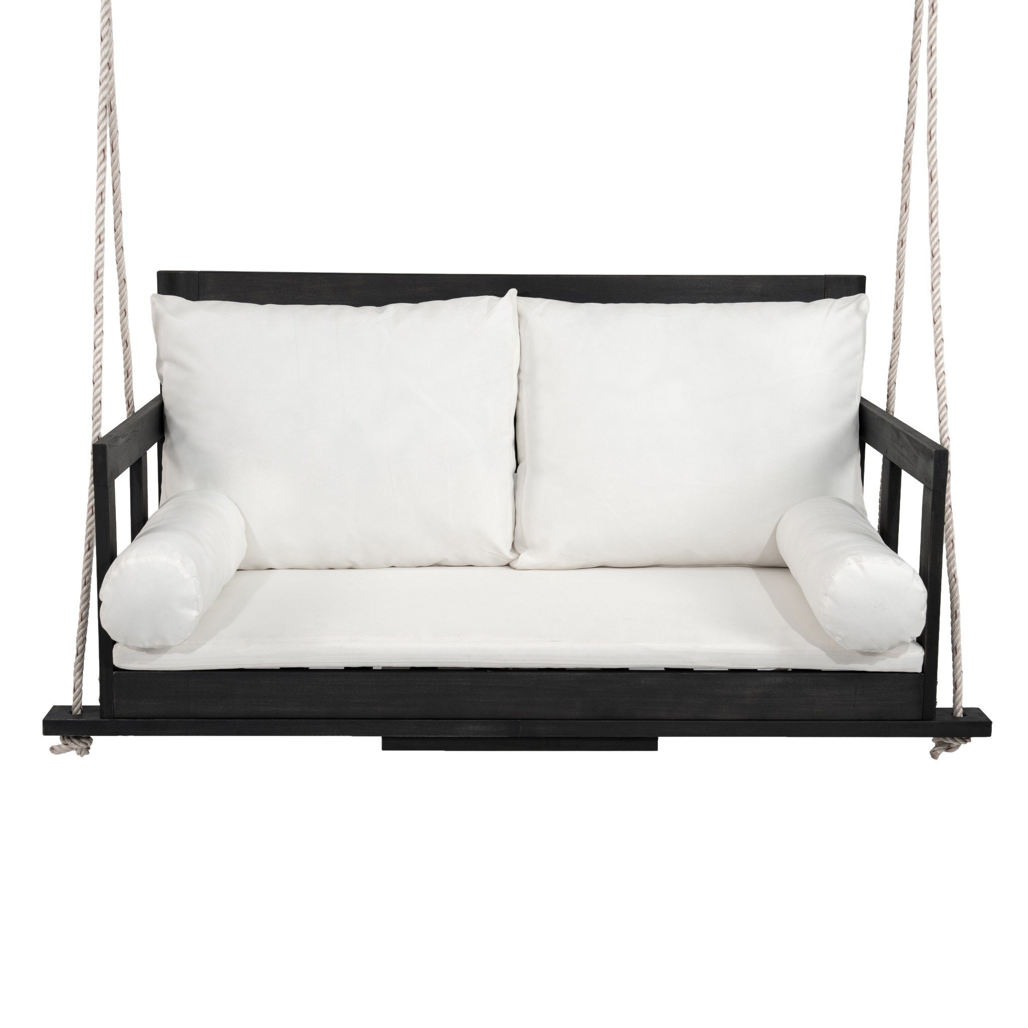 BlingBin Hängesessel Schaukel-Doppelsitz, Doppelschaukel (Hängeschaukel für den Garten im Freien, 1-St., Inklusive Kissen und zwei Seilen, Gestell nicht enthalten), Das Kissen ist abnehmbar und waschbar. Aus Akazienholz