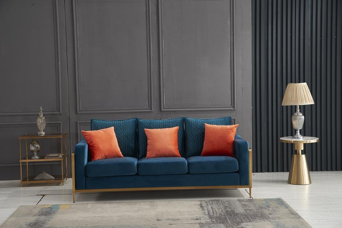 JVmoebel Sofa Blaue Sofagarnitur 3+2 Sitzer Set Design Sofas Polster Textil, Made in Europe