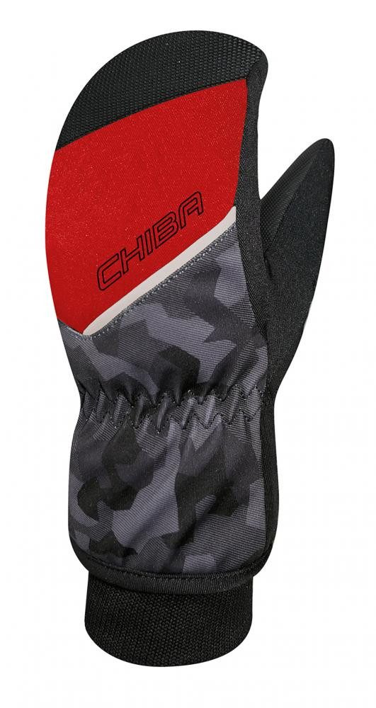 Chiba Fahrradhandschuhe CHIBA Snow Flash Mitten - wasserdichter Winter-Radhandschuh camo/rot