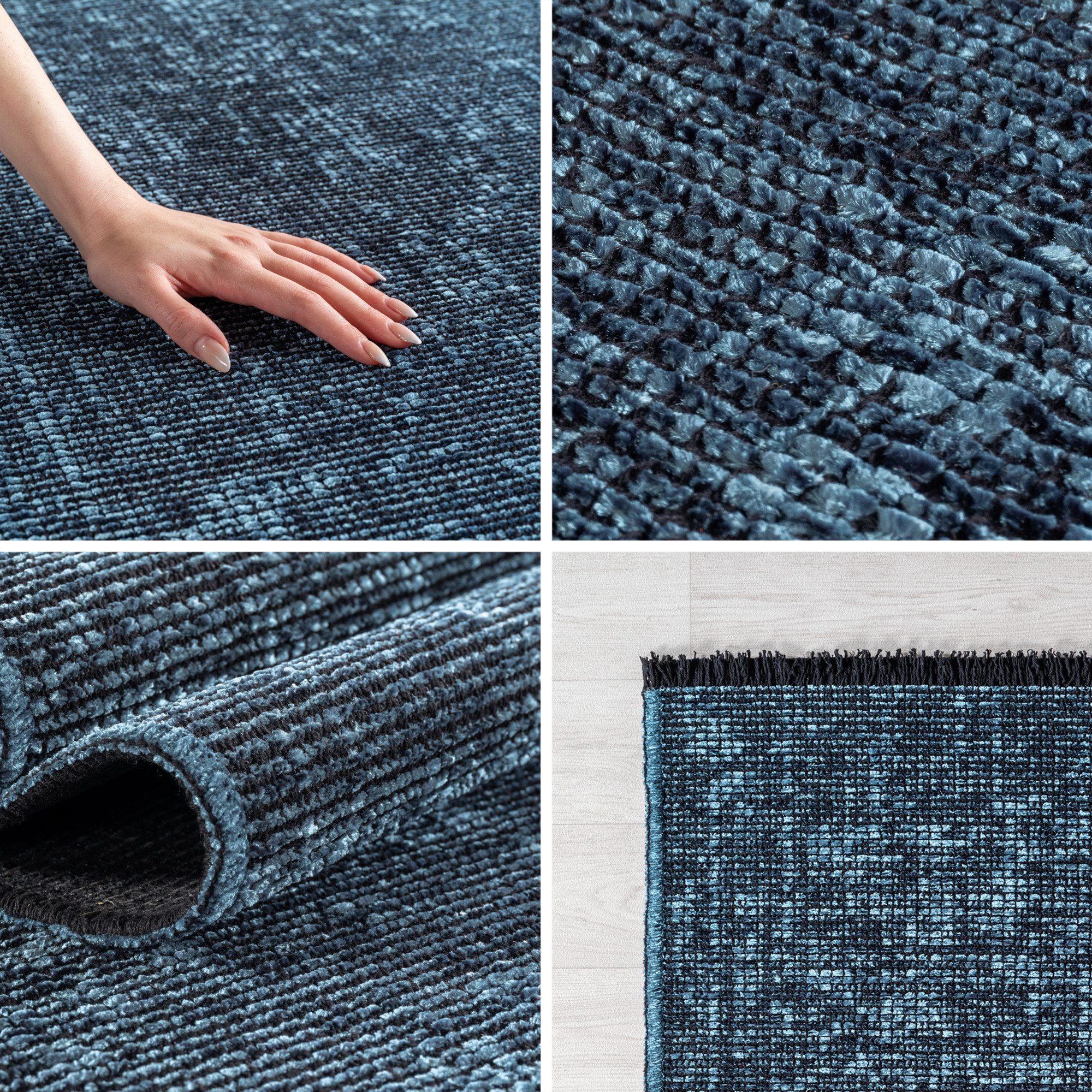 Teppium Teppich Unicolor - Einfarbig, Läufer, Höhe: 7 mm, Baumwolle Teppich Anti-Rutsch Waschbar Flachgewebe