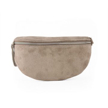 lePelou Bauchtasche VALENTINA IN TAUPE MIT WECHSELGURT, Umhängetasche 4 Größen + 2 Gurte, echt Leder, Made in Italy