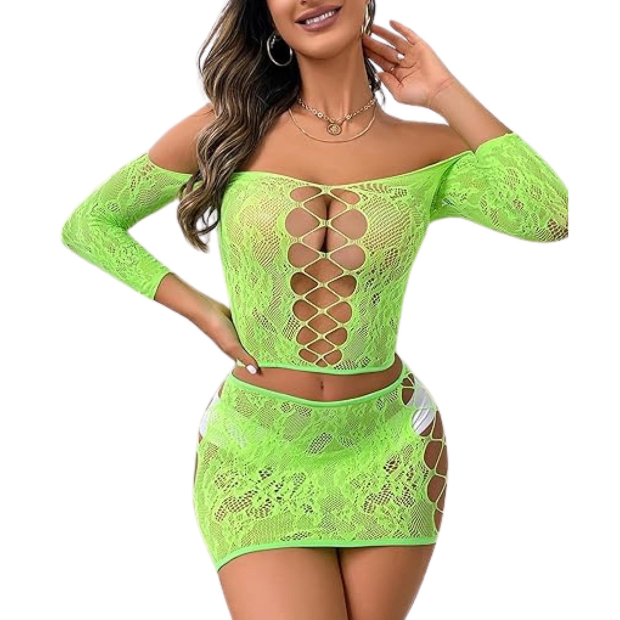 Elegant Love Set: Tanktop Dessous-Set aus Netz - Sexy Unterwäsche für Damen günstig online kaufen