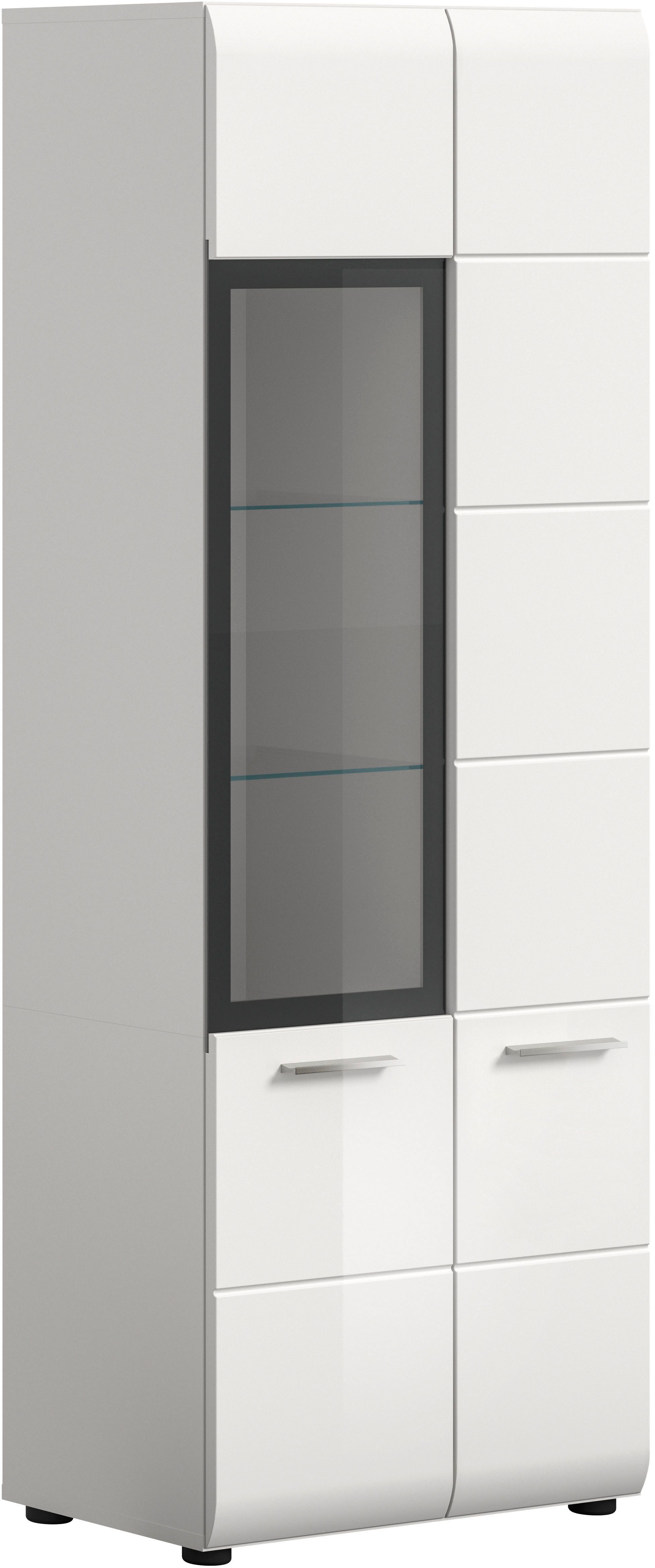 INOSIGN Vitrine FLORENZ, Höhe: 160 cm, hochwertige MDF-Front, Glastür, Glasböden (1-St) Vitrine, Vitrine weiß, Vitrinenschrank, Wohnzimmervitrine, Wohnzimmer