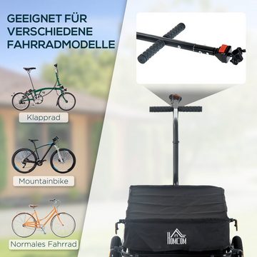 HOMCOM Fahrradlastenanhänger Lastenanhänger Belastbarkeit Handwagen Stahl Oxford-Gewebe Schwarz, 144B x 59T x 80H cm