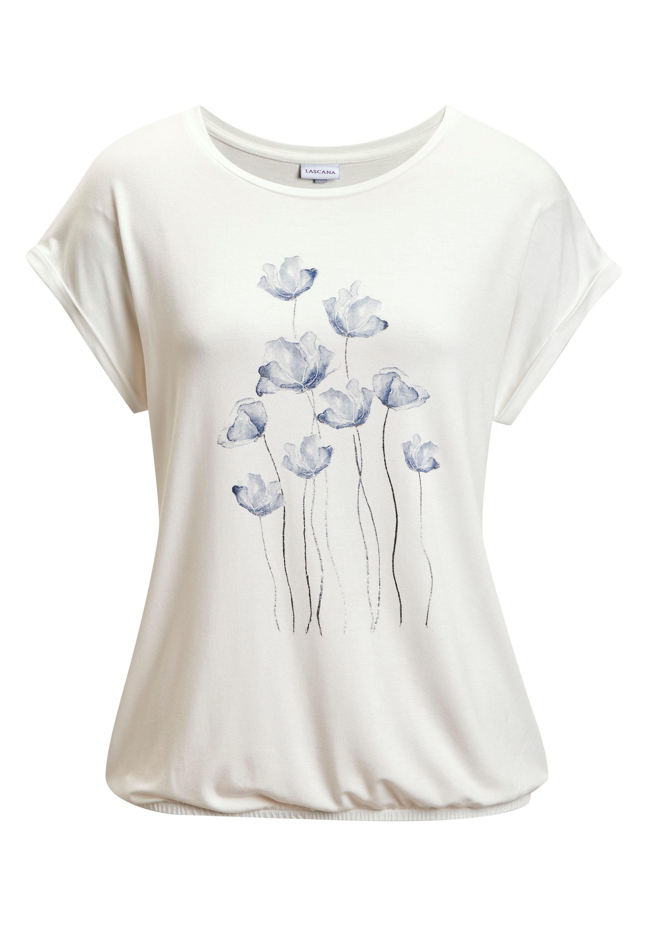 Vivance Kurzarmshirt mit floralem Print aus weichem Viskose-Stretch. € 24,99, (€ 24,99 pro 1 Stk).