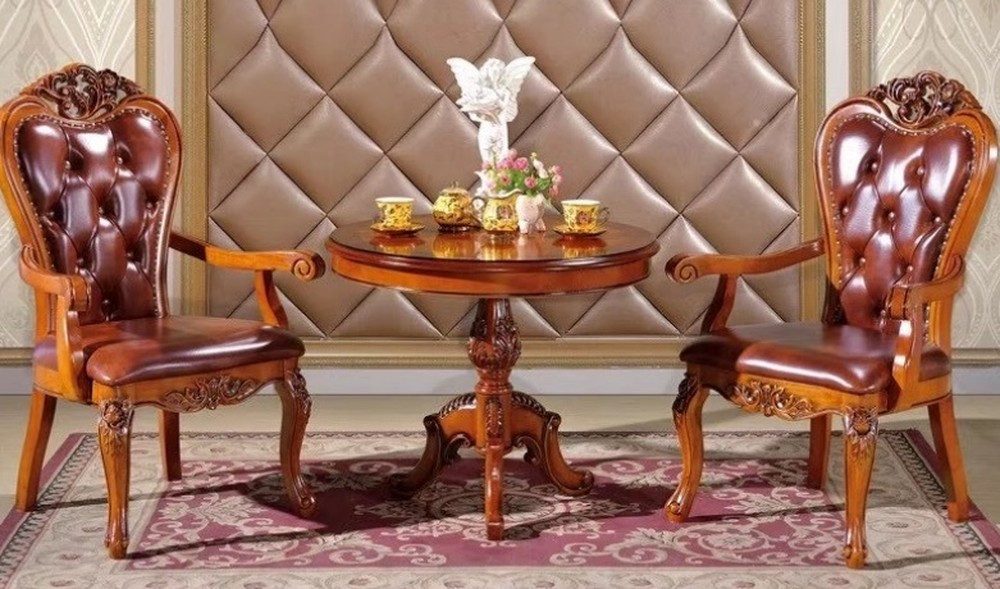 JVmoebel Chesterfield-Sofa Braune Tischgarnitur 2x Chesterfield Sessel Designer, Made in Europa