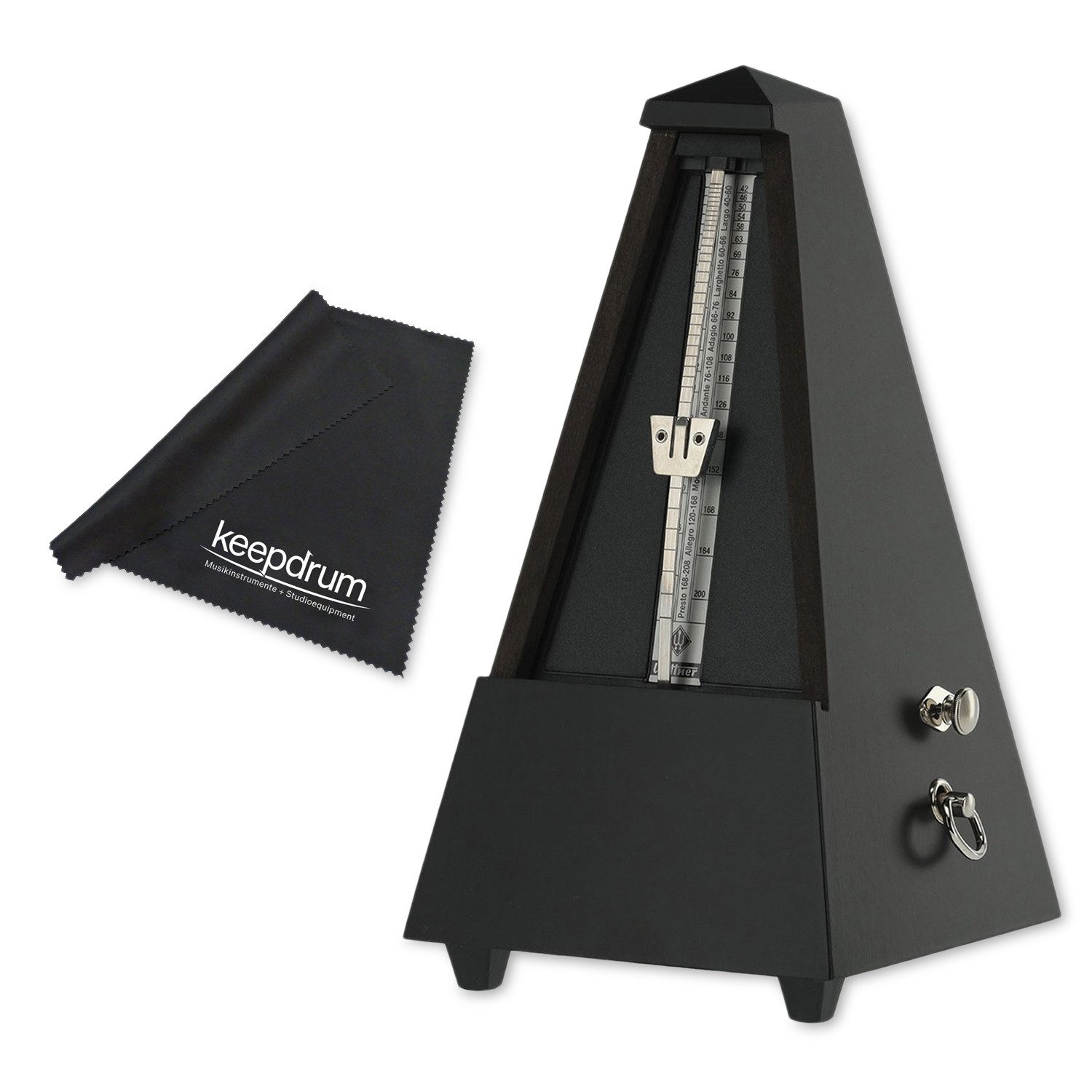 Wittner Metronom Wittner Metronom 816M mechanisch mit Glocke matt-schwarz mit Tuch, Mechanisch