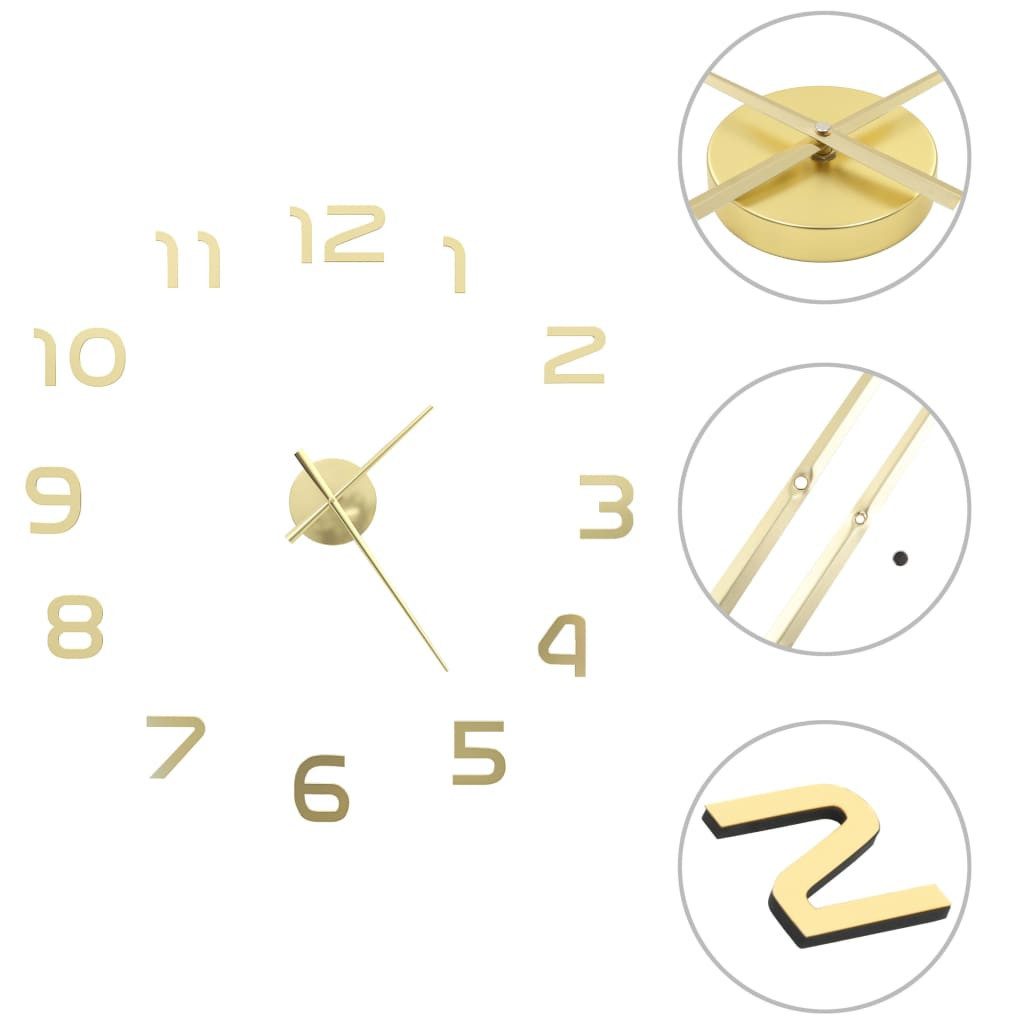 vidaXL Uhr NA 3D-Wanduhr Modernes Design 100 cm XXL Golden