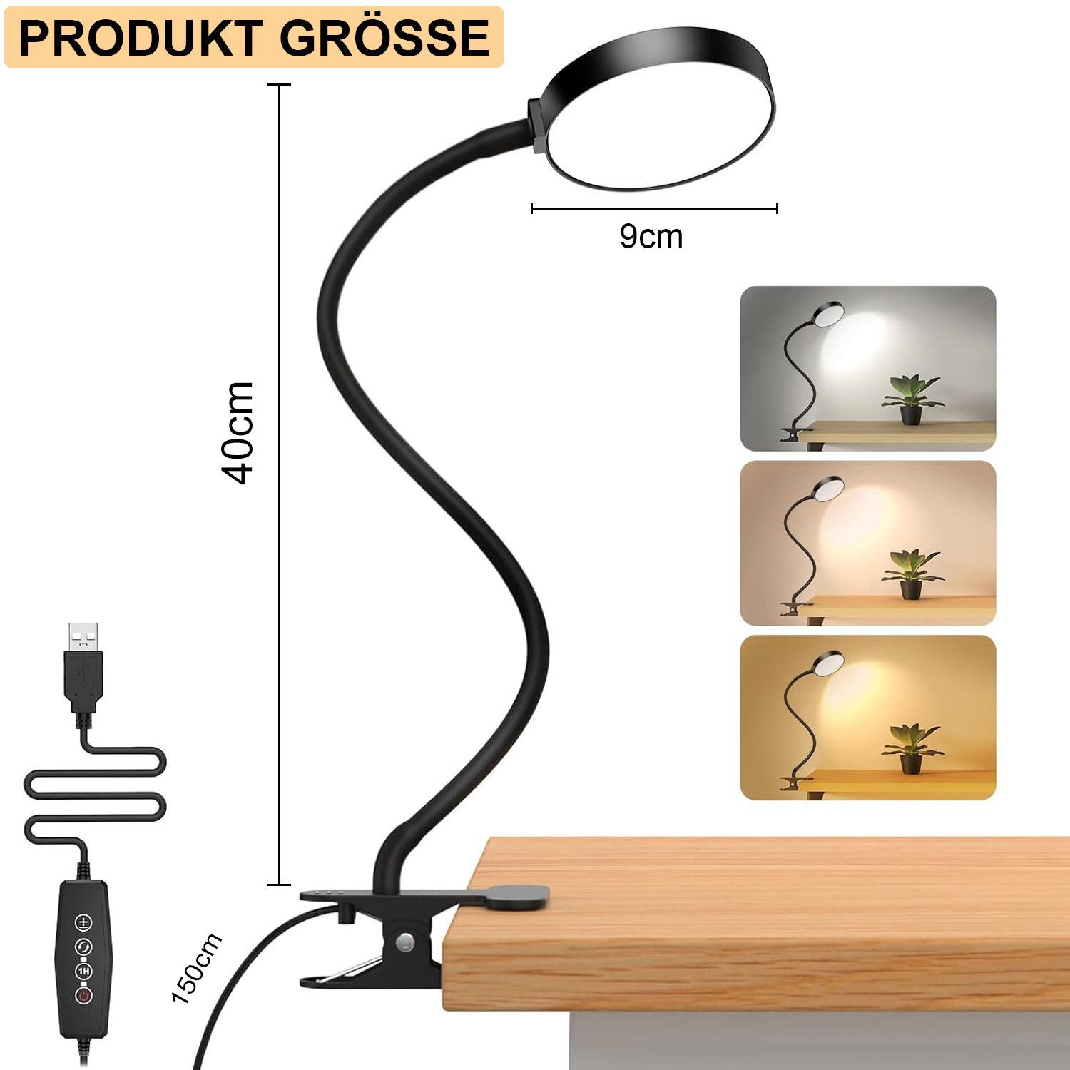 Sunicol LED Schreibtischlampe Klemmbar Tischlampe mit günstig online kaufen