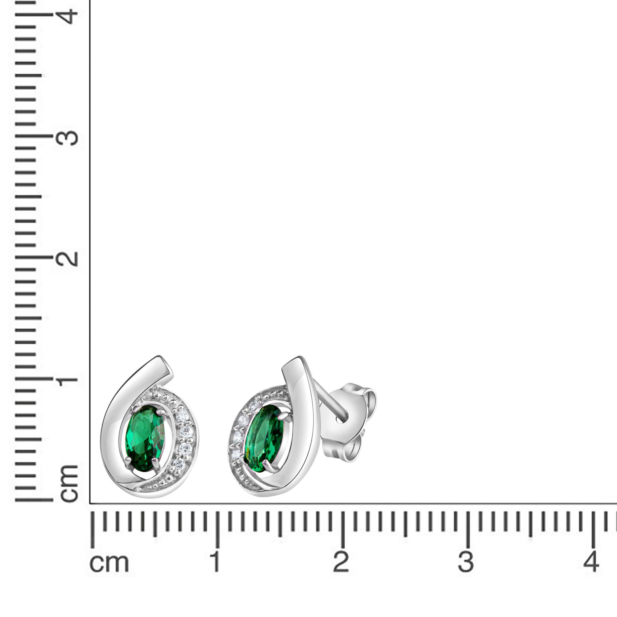Vivance Paar Ohrstecker 925-Sterling Silber rhodiniert synth.Smaragd und Zi günstig online kaufen