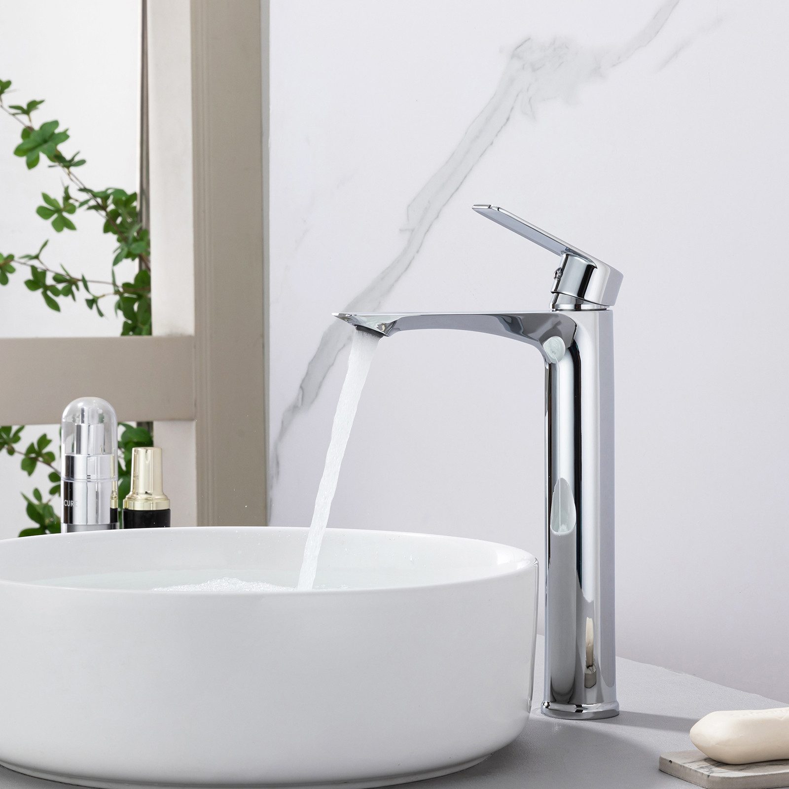 HOMELODY Waschtischarmatur Hohe Auslaufhöhe waschtischarmatur bad Waschbecken-Armatur Mischbatterie Bad,Edelstahl 304,Waschtischarmatur Hoch,Chrom