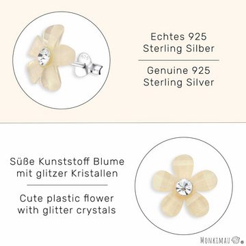 Monkimau Paar Ohrstecker Blüten Kinder Ohrringe aus 925 Silber (Packung, Paar Ohrstecker), mit Kristallen