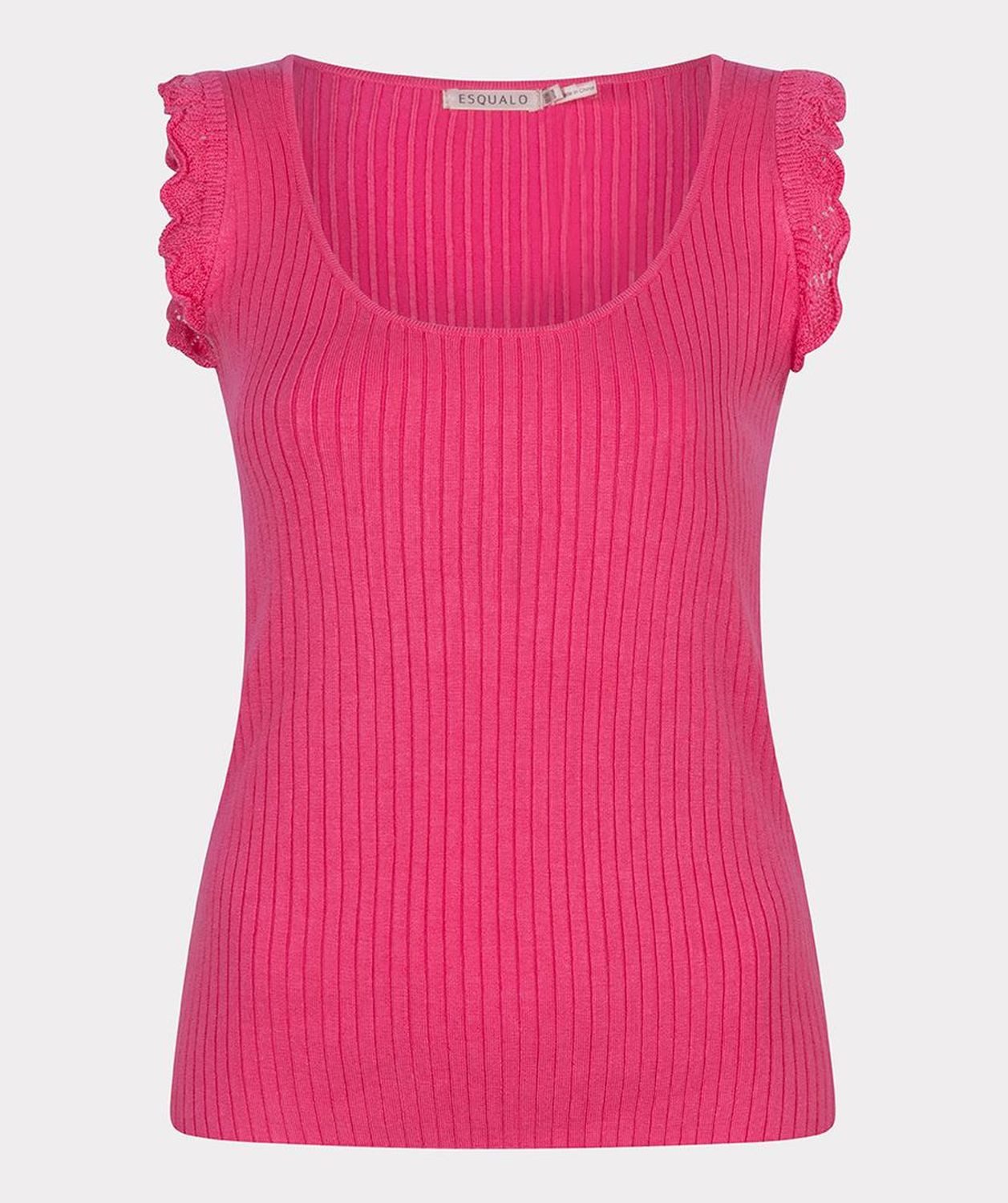 Esqualo T-Shirt Esqualo Top mit Häkel Volant Magenta