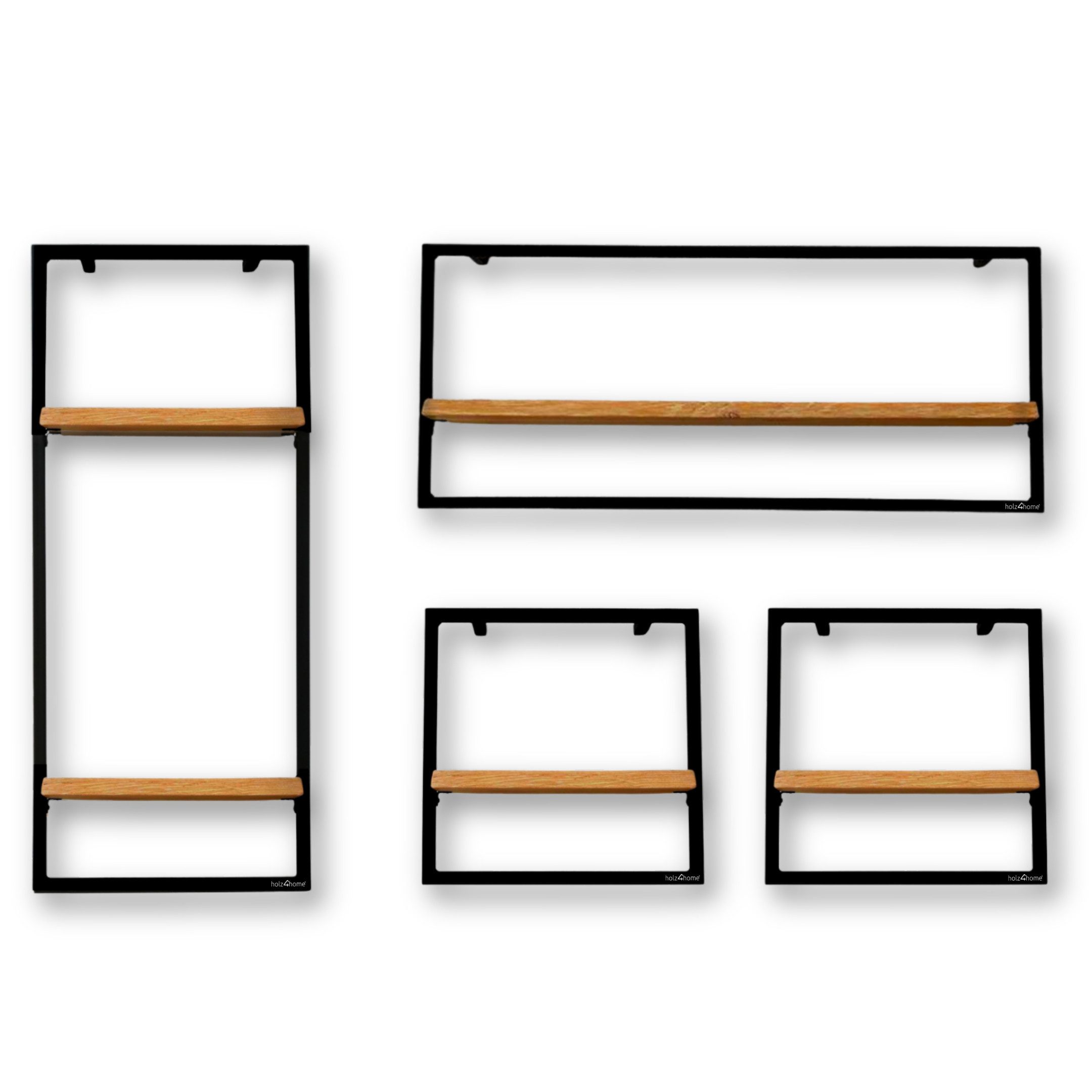 holz4home® Wandregal Natur Eiche mit Metallrahmen günstig online kaufen