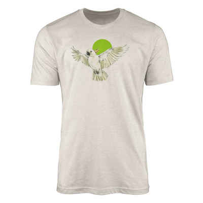 Sinus Art T-Shirt Herren Shirt Organic T-Shirt Aquarell Motiv Papagei Bio-Baumwolle Ökomode Nachhaltig Farbe (1-tlg)