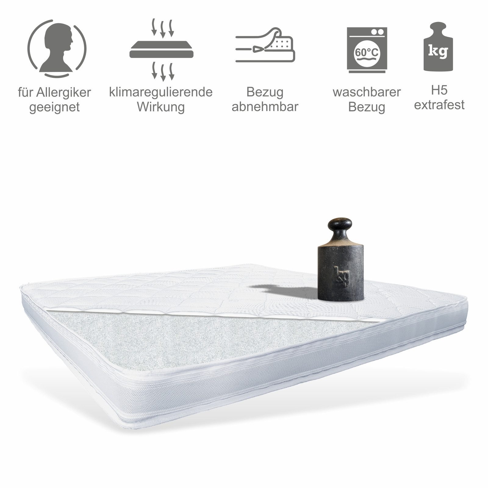 Matratzen Perfekt, Topper Kaltschaumtopper TOKIO, 12cm HOCH, EXTRA FEST Härtegrd 5, 12 cm hoch, Kaltschaum, (hochwertiger HR Kaltschaum mit Raumgewicht 50kg/m), Kaltschaumtopper mit sehr guter Körpernpassung