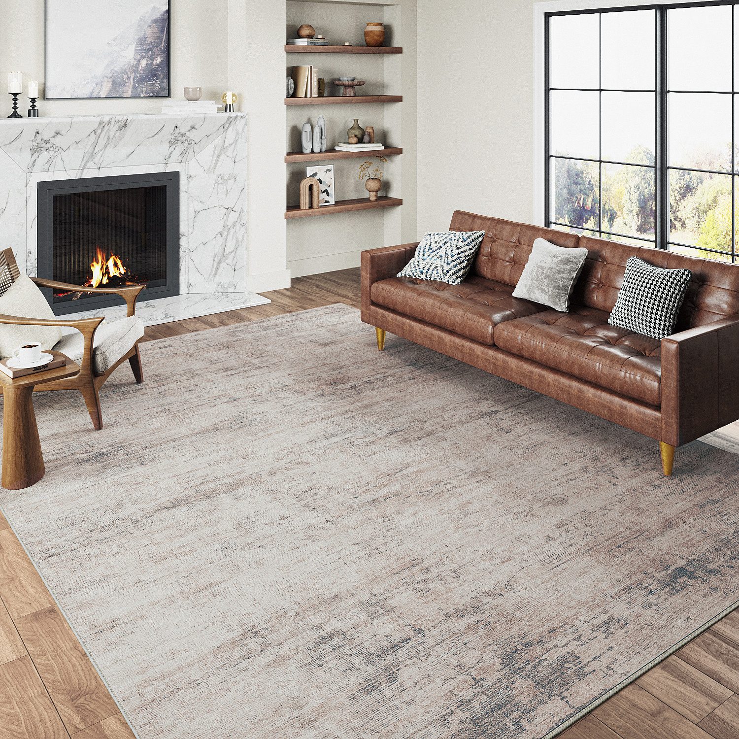 PURECOZY Teppich Kurzflor, modern abstrakt im Scandi-Look, rutschfest, weich, kuschelig, Rechteckig, Höhe: 5 mm, 160x230, 200x300, 300x400 cm, geeignet für verschiedene Innenräume
