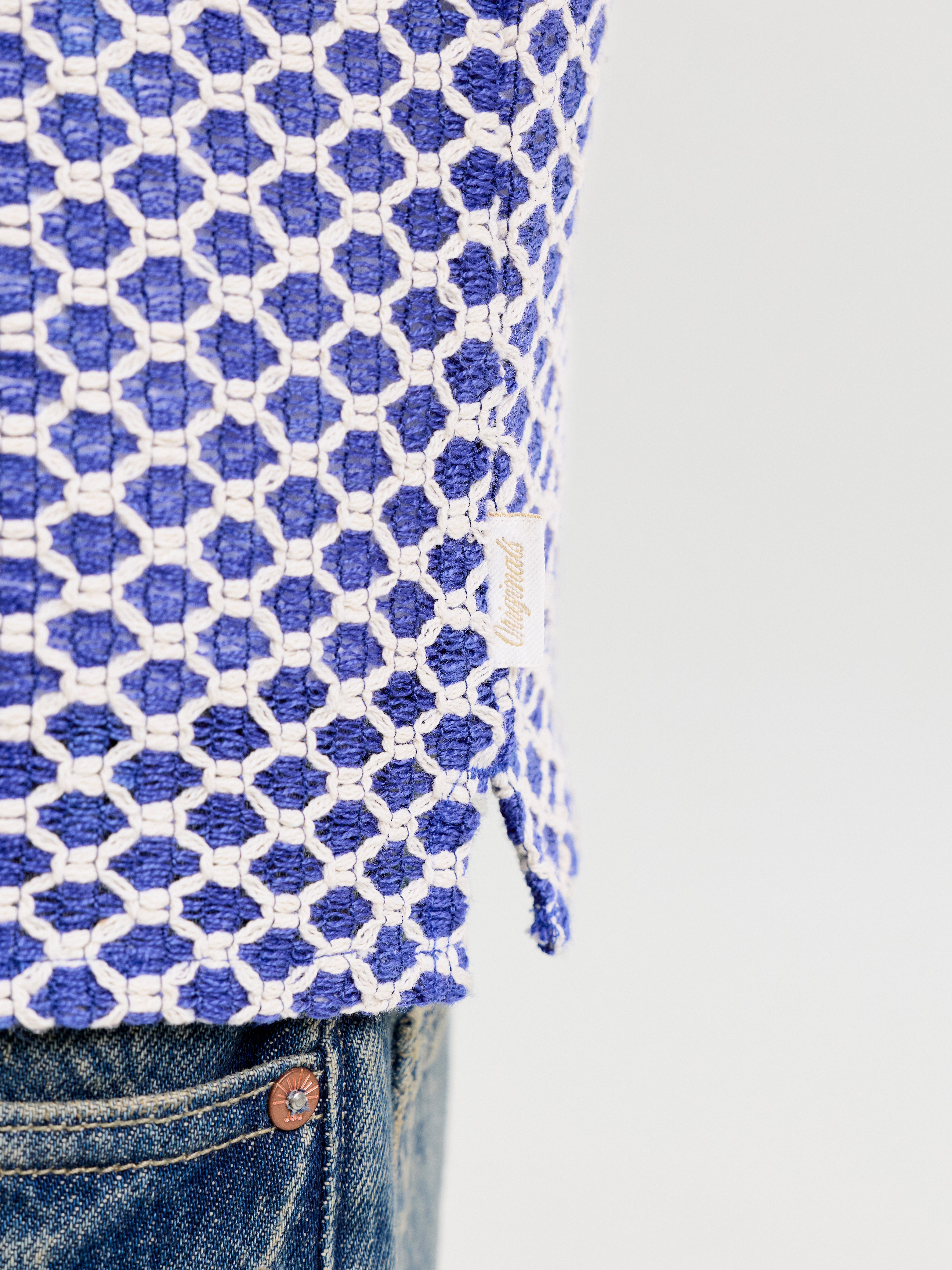Jack & Jones Junior Kurzarmhemd JORMONTAUK CROCHET SHIRT SS SA26 JNR Baumwollmischung, locker geschnitten – Bild 3 von 5