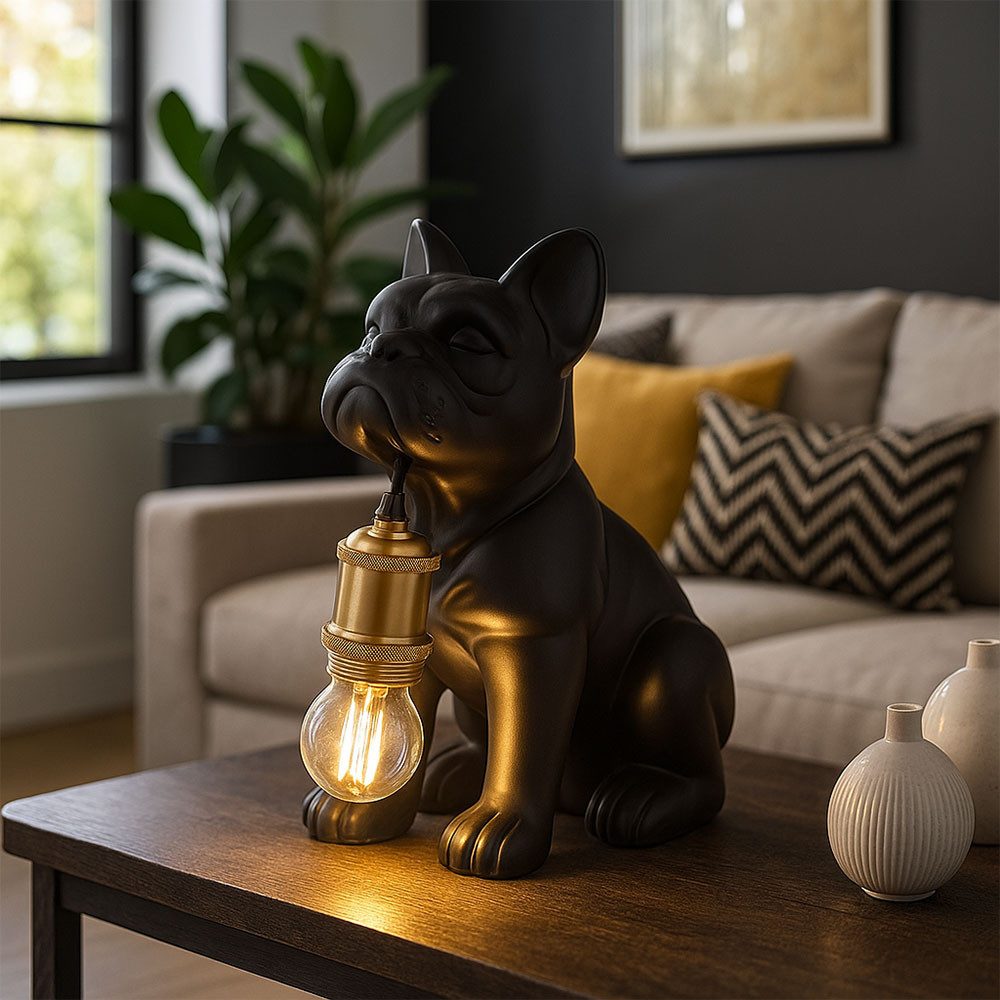 GLOBO LIGHTING LED Tischleuchte, Leuchtmittel inklusive, Warmweiß, Tischleuchte Beistellleuchte Nachttischlampe LED Filament schwarz Hund