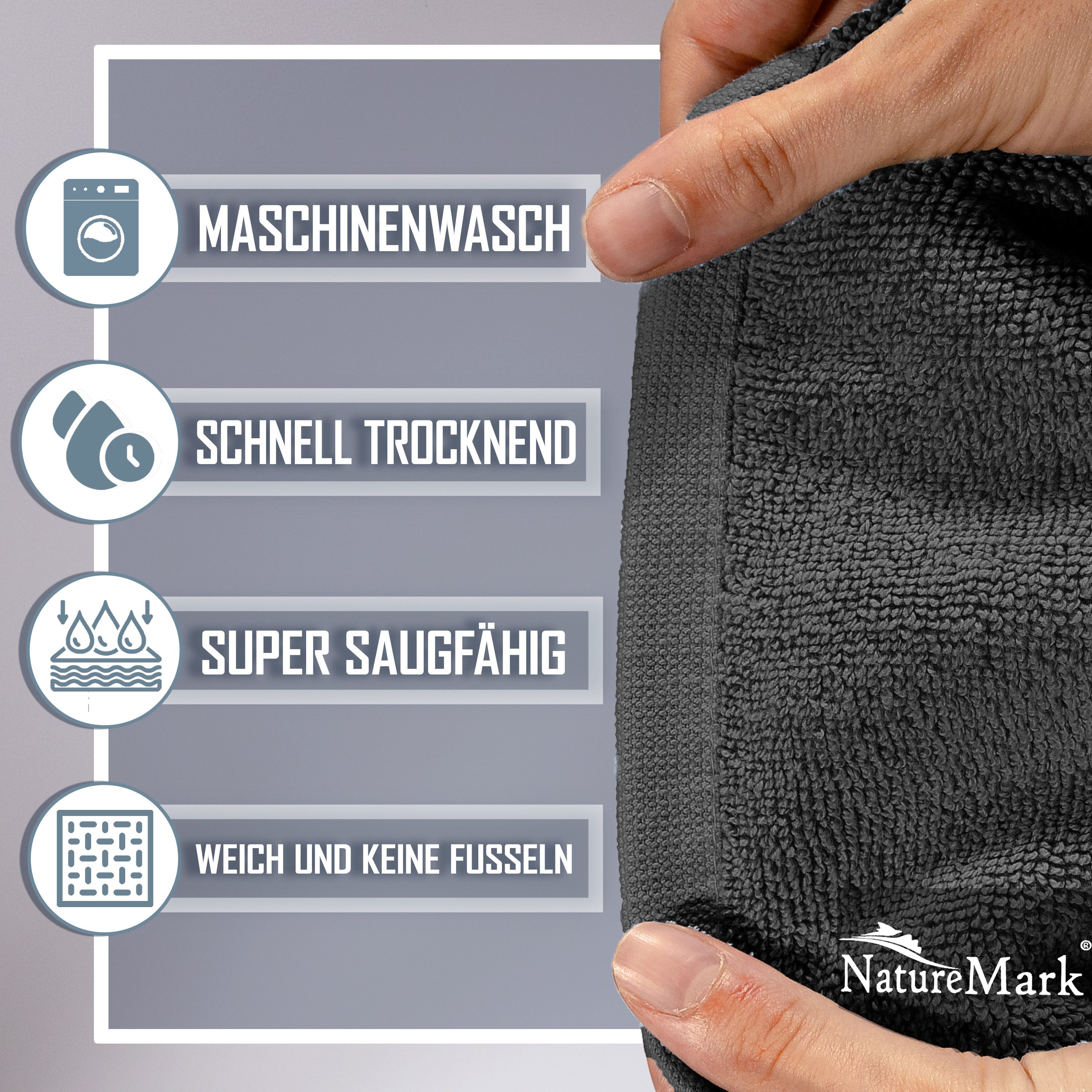 NatureMark Badematte 2er-Set Badvorleger 50x80cm, strapazierfähig, Baumwoll günstig online kaufen