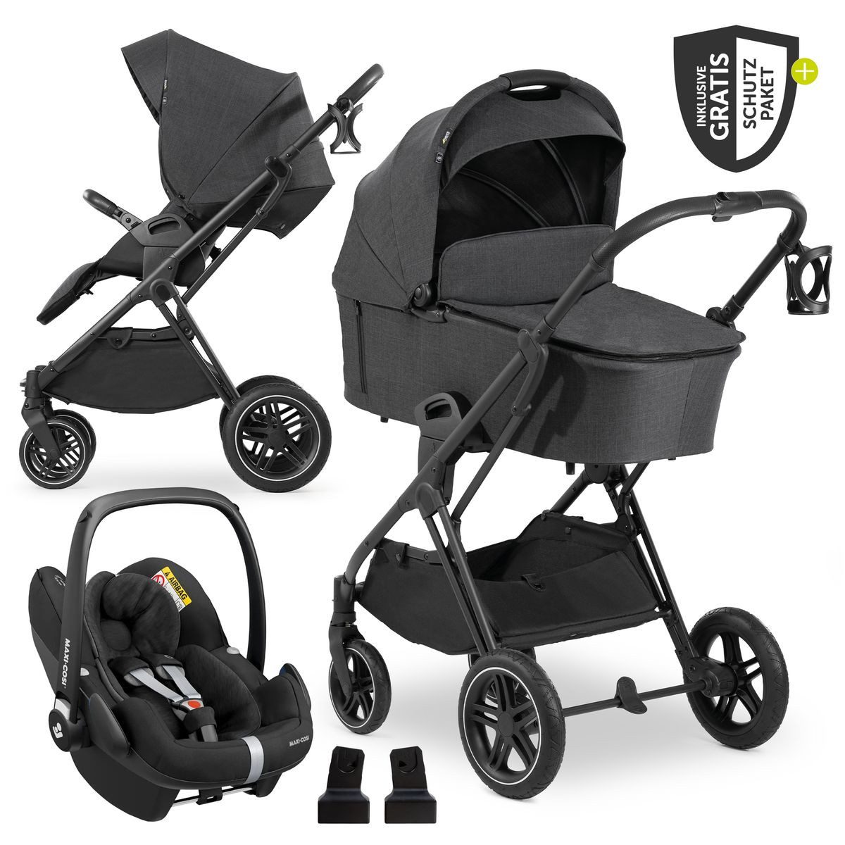 Kombi-Kinderwagen Vision X Trio Set Black - Melange Black