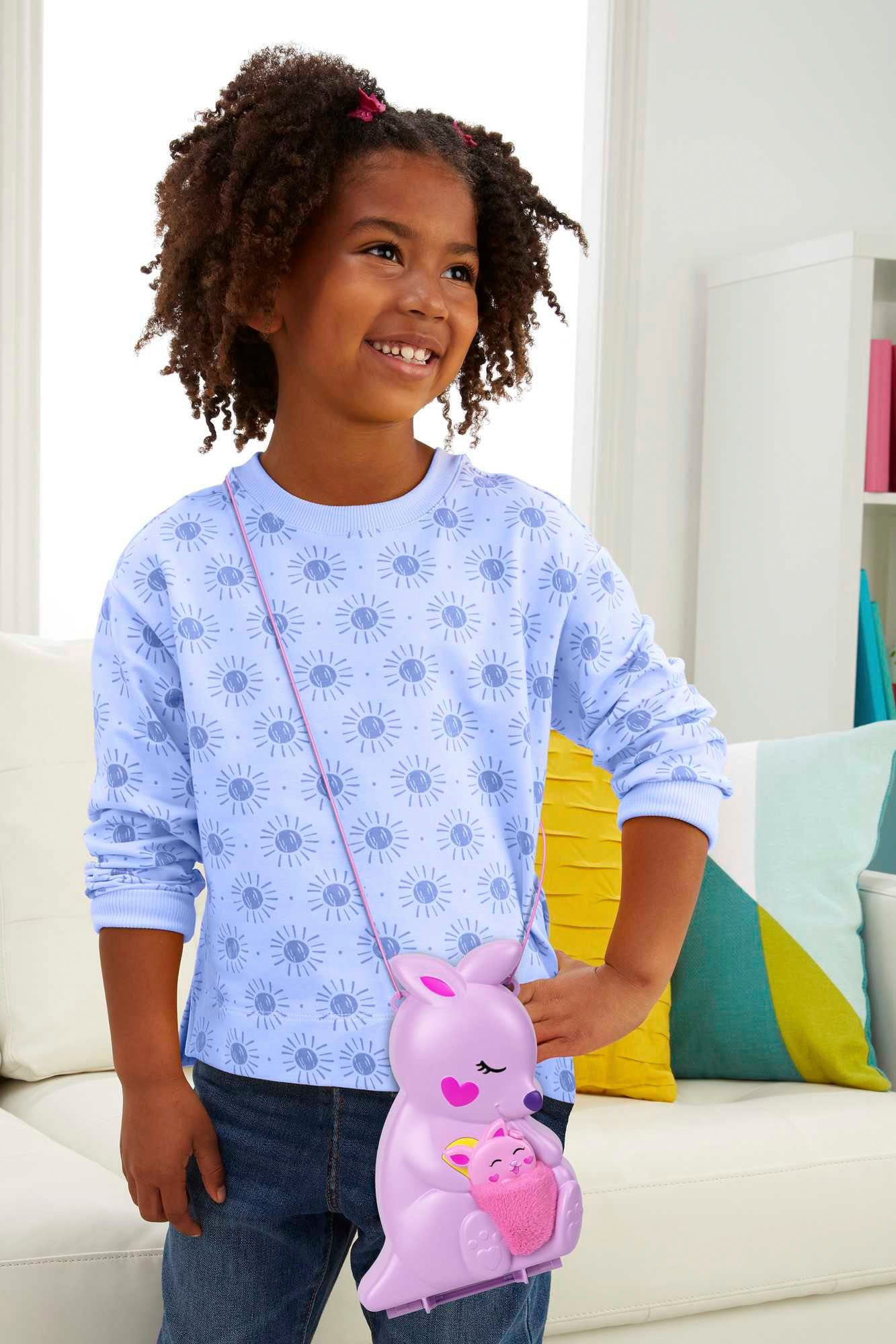 Polly Pocket Spielwelt Mama und Joey Känguru Tasche, mit 2 Puppen