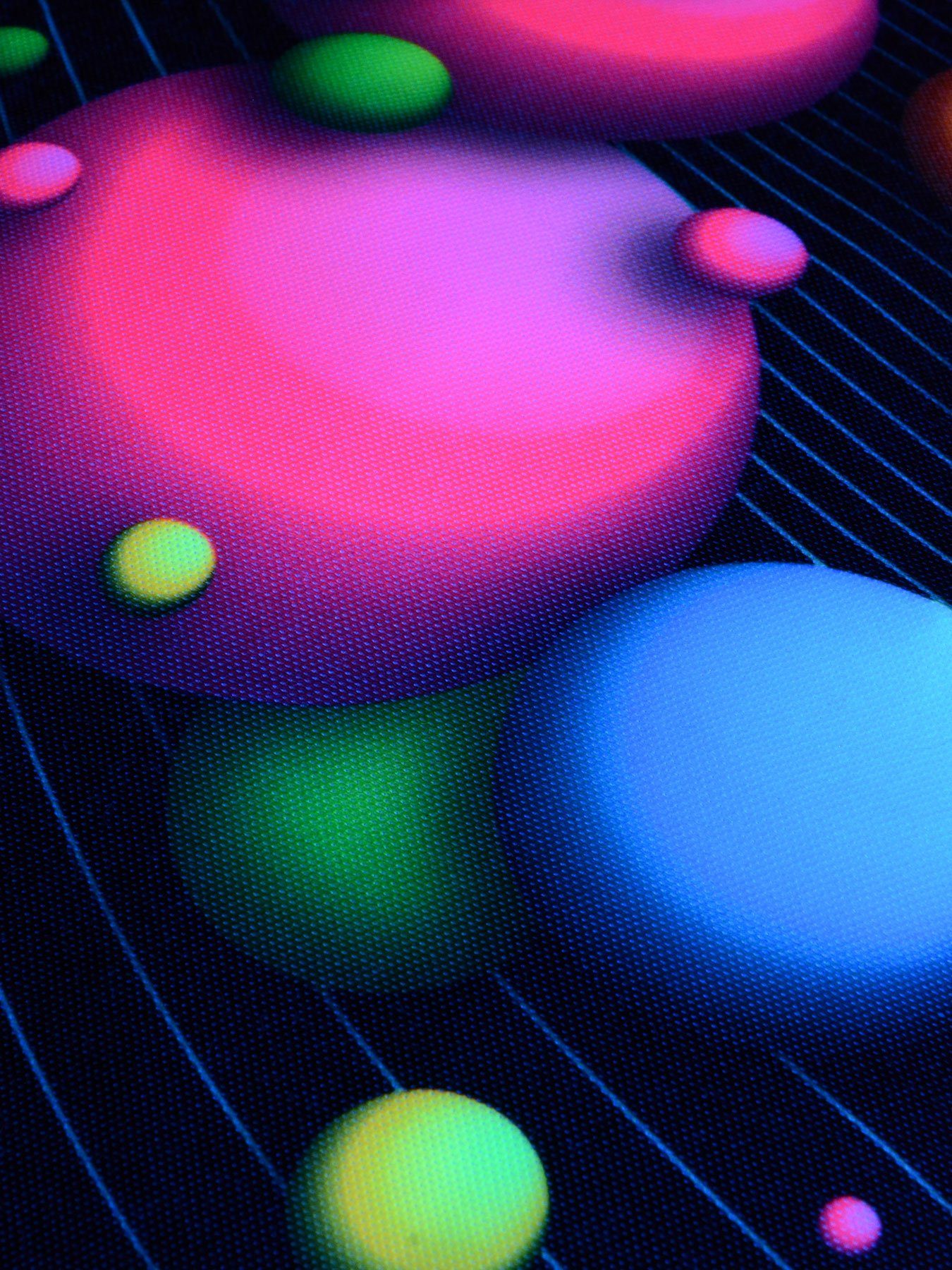 Schwarzlicht Dekokissen leuchtet 30x50cm, Bubbles", PSYWORK Kissen UV-aktiv, Neon "Happy Schwarzlicht unter