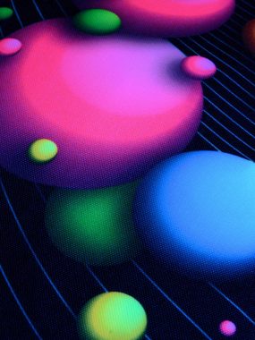 PSYWORK Dekokissen Schwarzlicht Kissen Neon "Happy Bubbles", 30x50cm, UV-aktiv, leuchtet unter Schwarzlicht