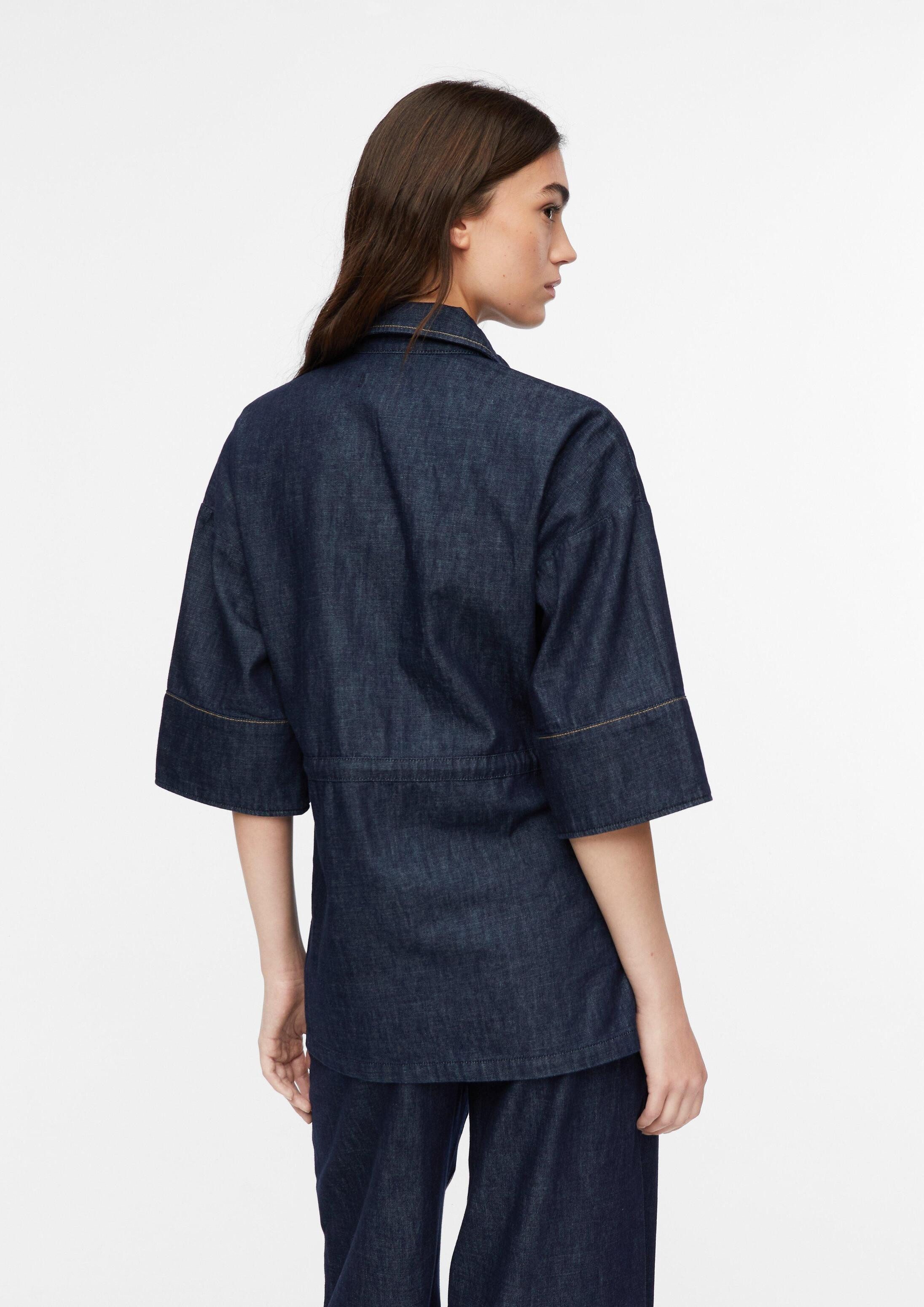 comma Kurzarmbluse Bluse Blusenjacke aus leichtem Denim