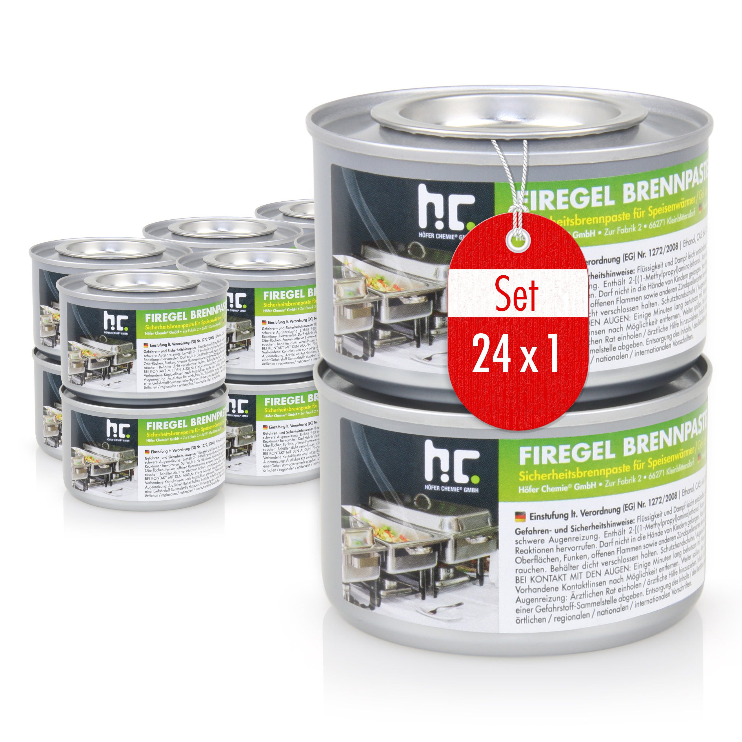 Höfer Chemie GmbH Brennpaste 24x 200g Firegel Brennpaste zum Warmhalten von Speisen, 200 l, (24-St), Zum Warmhalten von Speisen auf Buffets