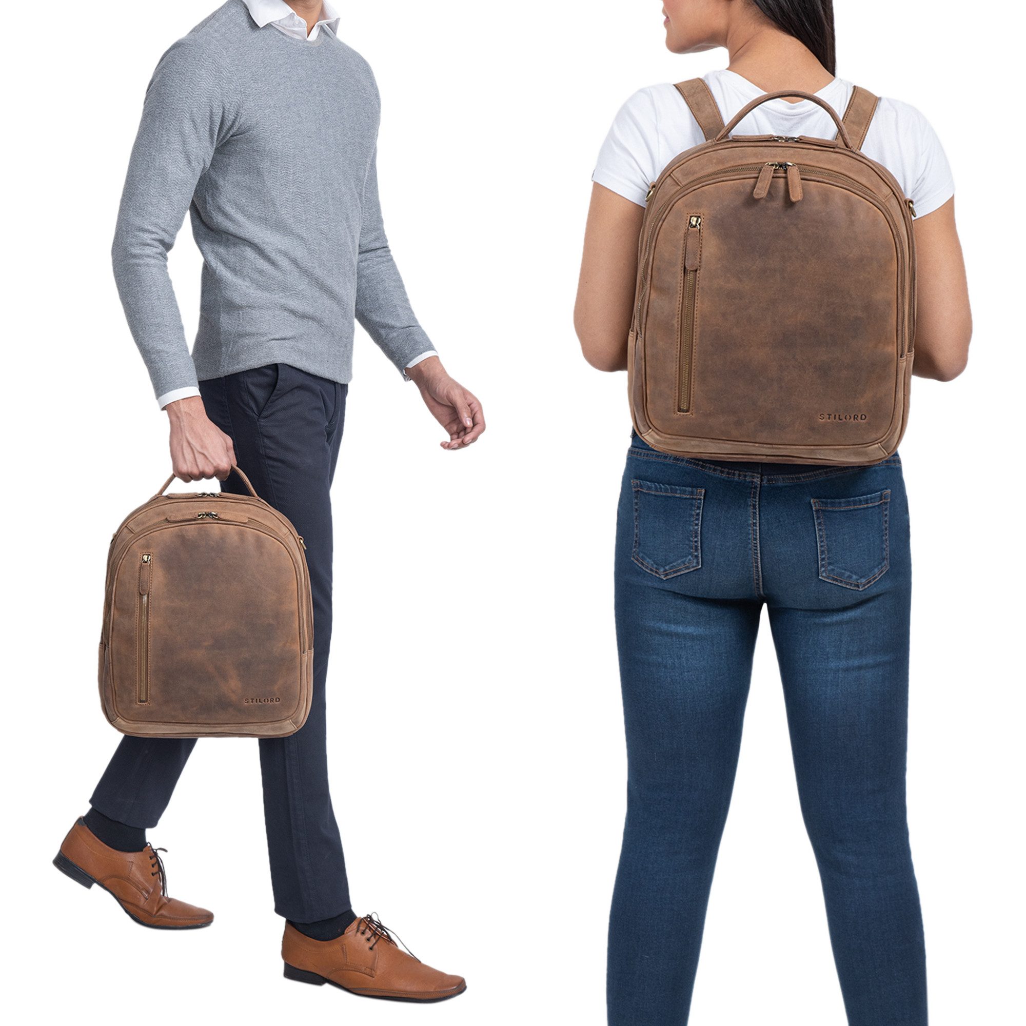 STILORD Notebook-Rucksack "Hayden" Rucksack 13 Zoll Leder