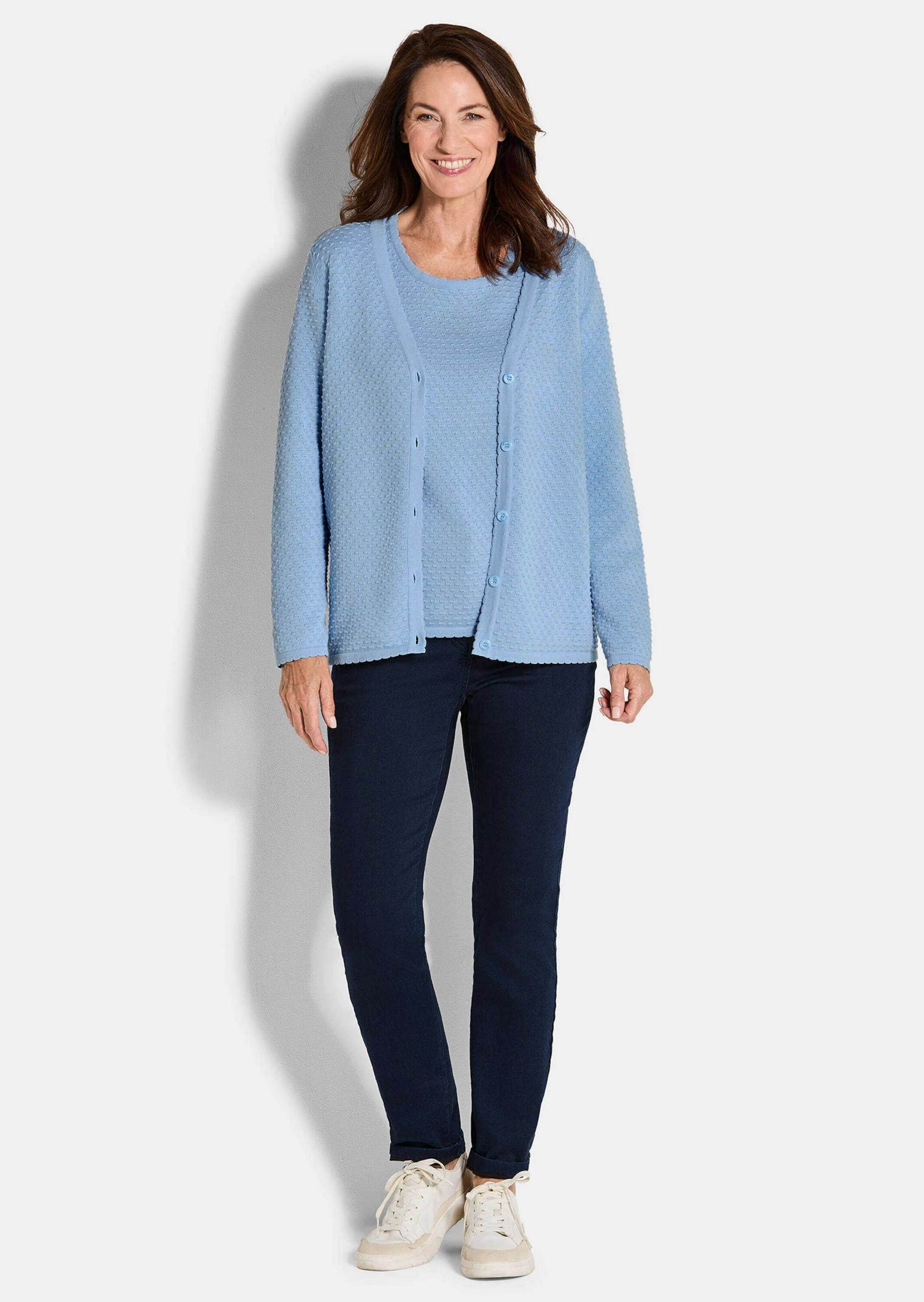 GOLDNER Strickjacke Baumwoll-Feinstrickjacke, Langarm Femininer Look mit ge günstig online kaufen