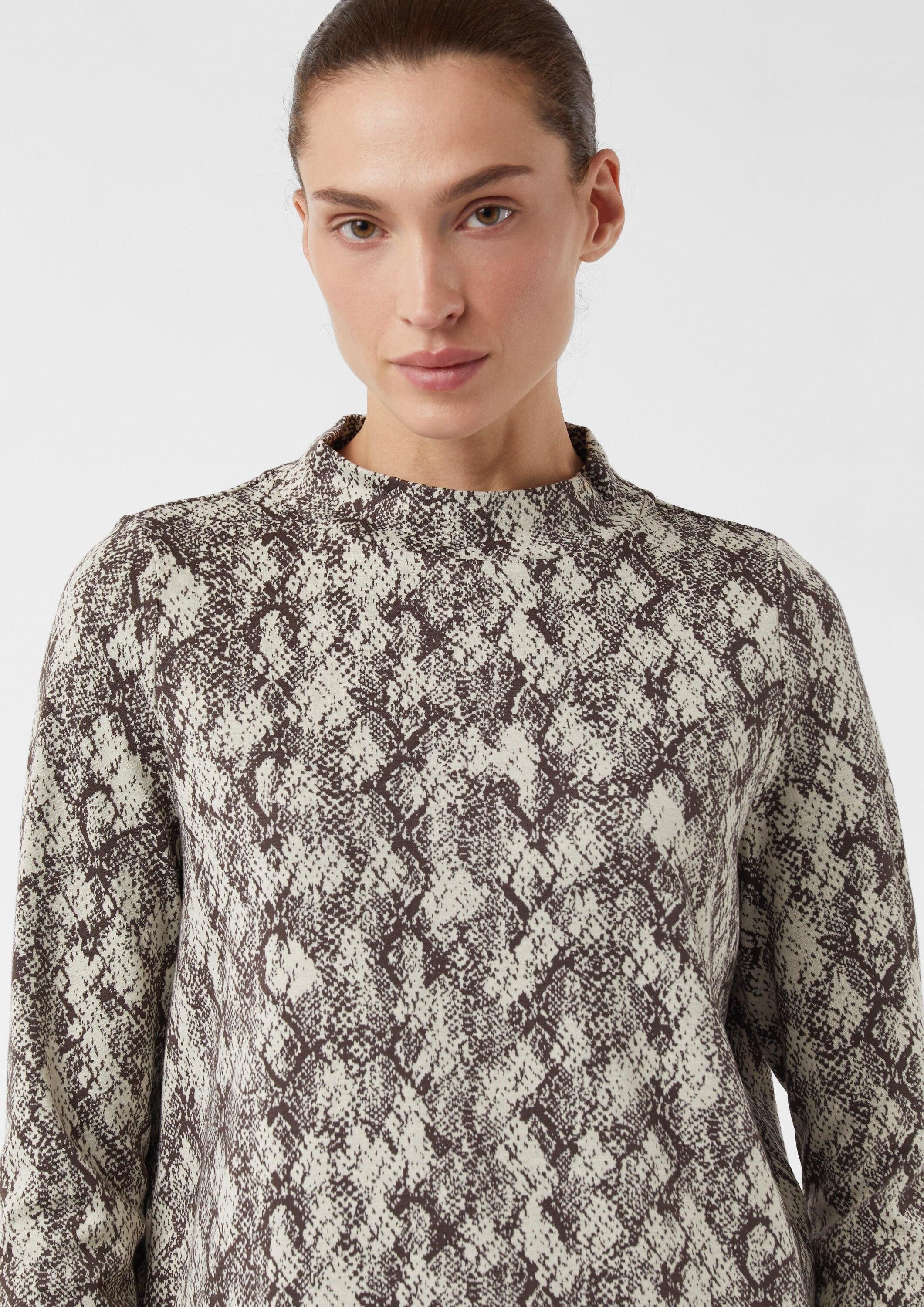 comma Sweatshirt Sweatshirt Jacquard-Pullover aus Jersey mit Animal-Print