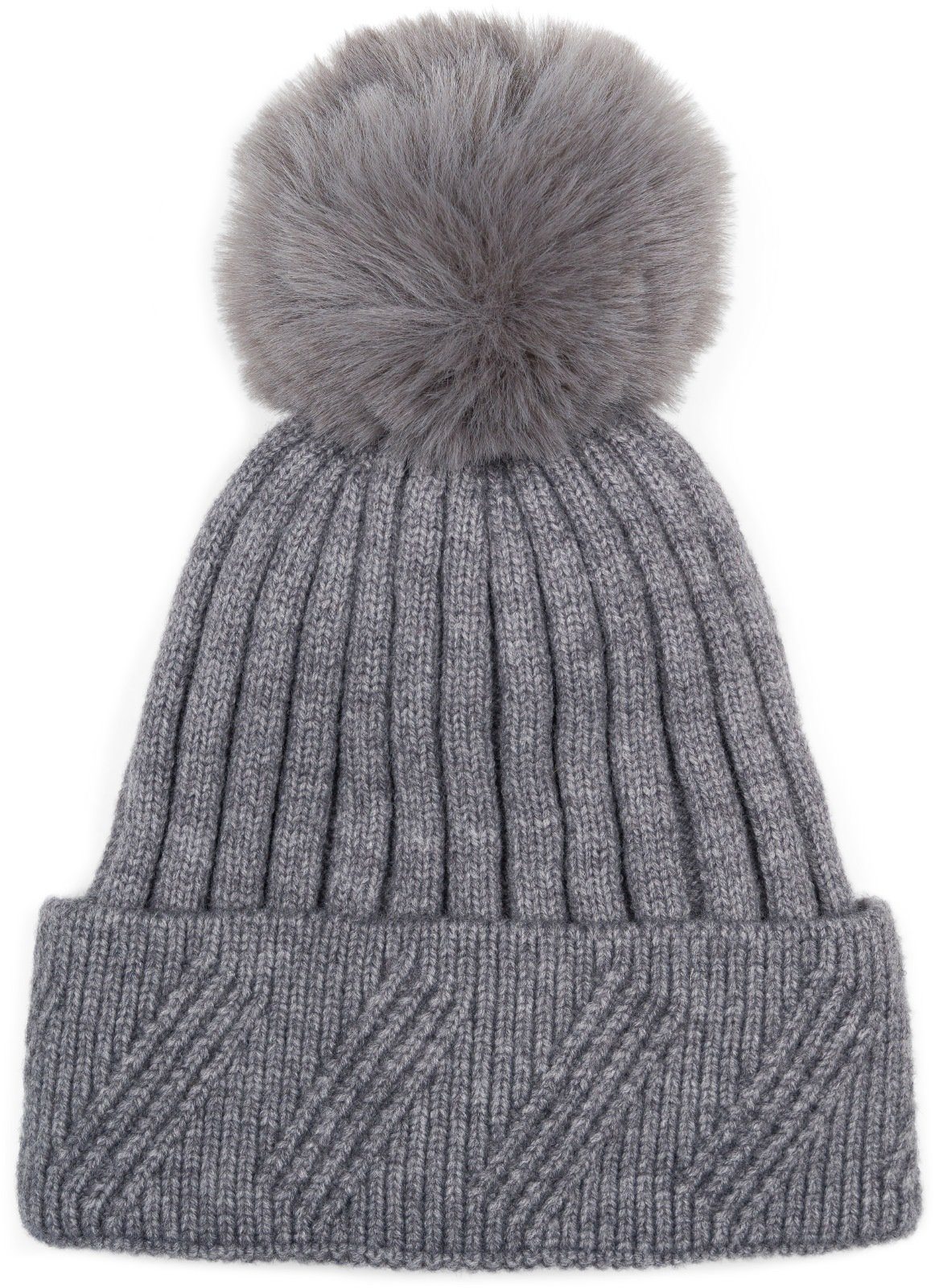 styleBREAKER Bommelmütze Strick Bommelmütze mit Rippen Muster (1-St) günstig online kaufen