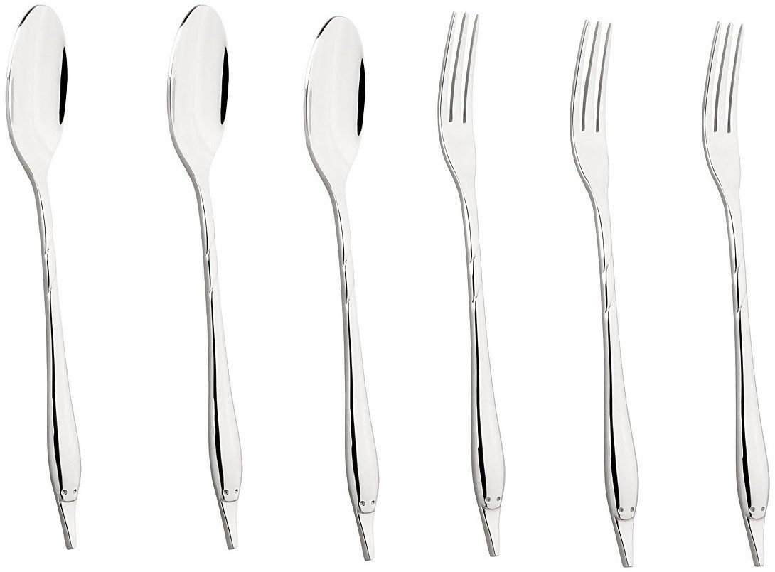 Mulex Besteck-Set Mini Besteck bestehend aus 3x Löffeln und 3x Gabeln (6-tlg), Chromstahl, praktisch für Camping, Picknick, Wandern - oder einfach für den Salat