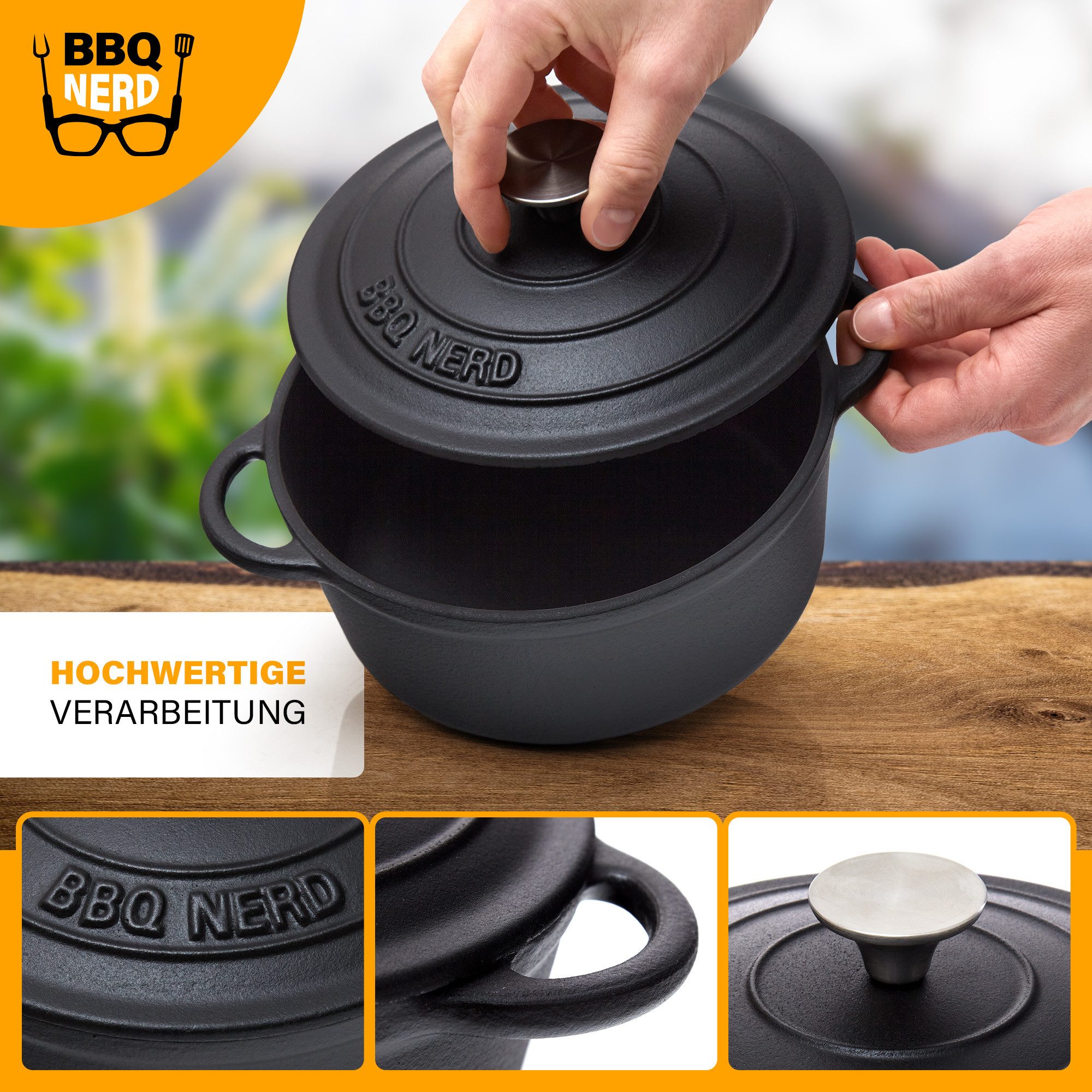 BBQ Nerd Bräter Bräter gusseisen emailliert 2,5L