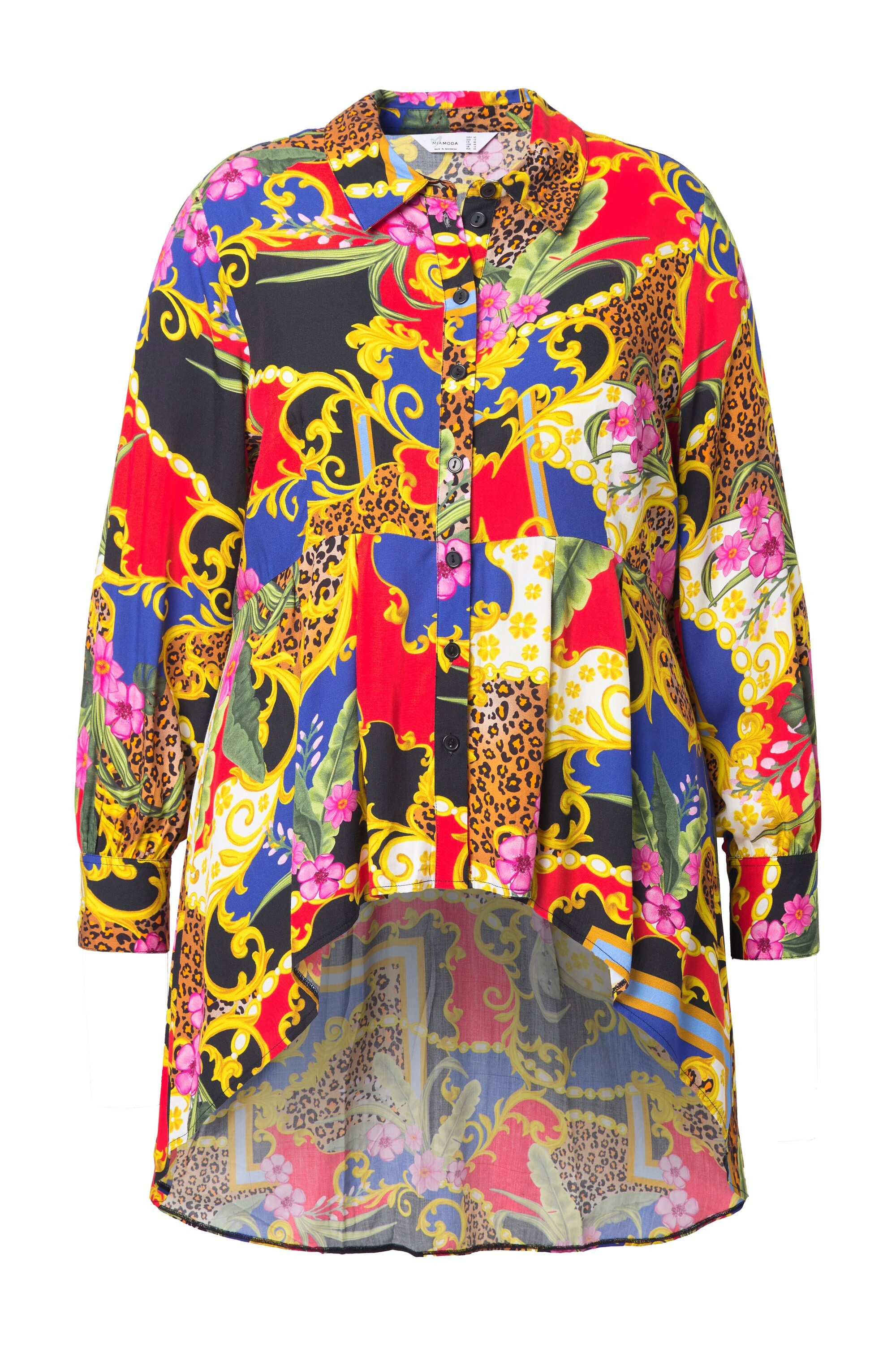 MIAMODA Longbluse Bluse A-Linie Alloverdruck Zierfalten günstig online kaufen