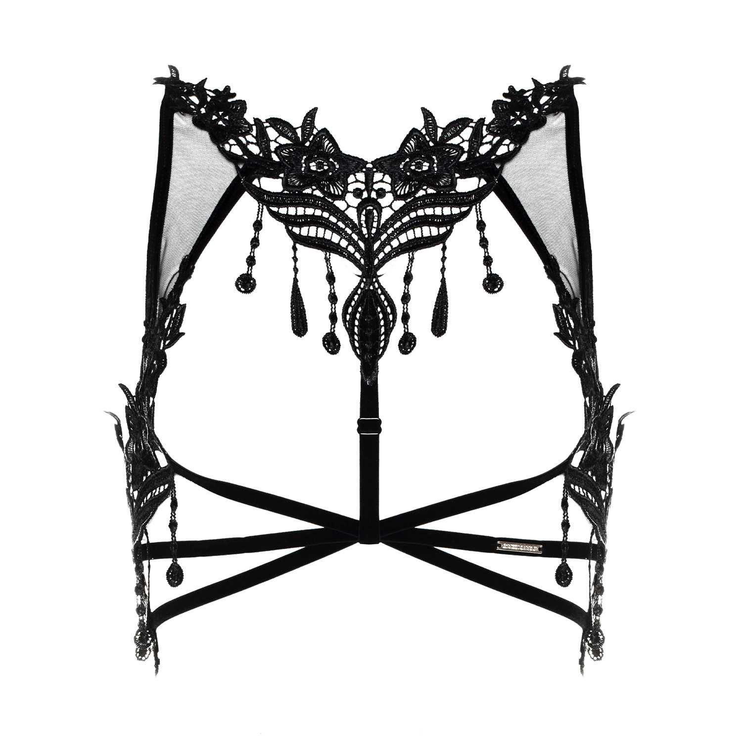 Asche & Gold Ouvert-BH Aurèle Harness aus Spitze schwarz edel sexy