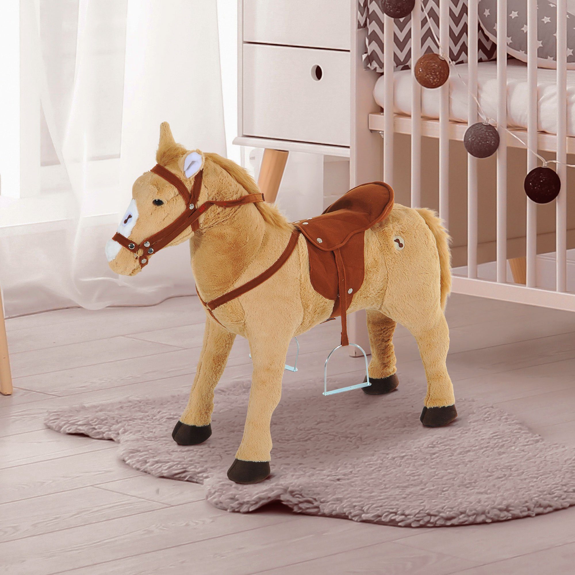 HOMCOM Stehtier Plüschpferd Spielpferd für Kinder günstig online kaufen