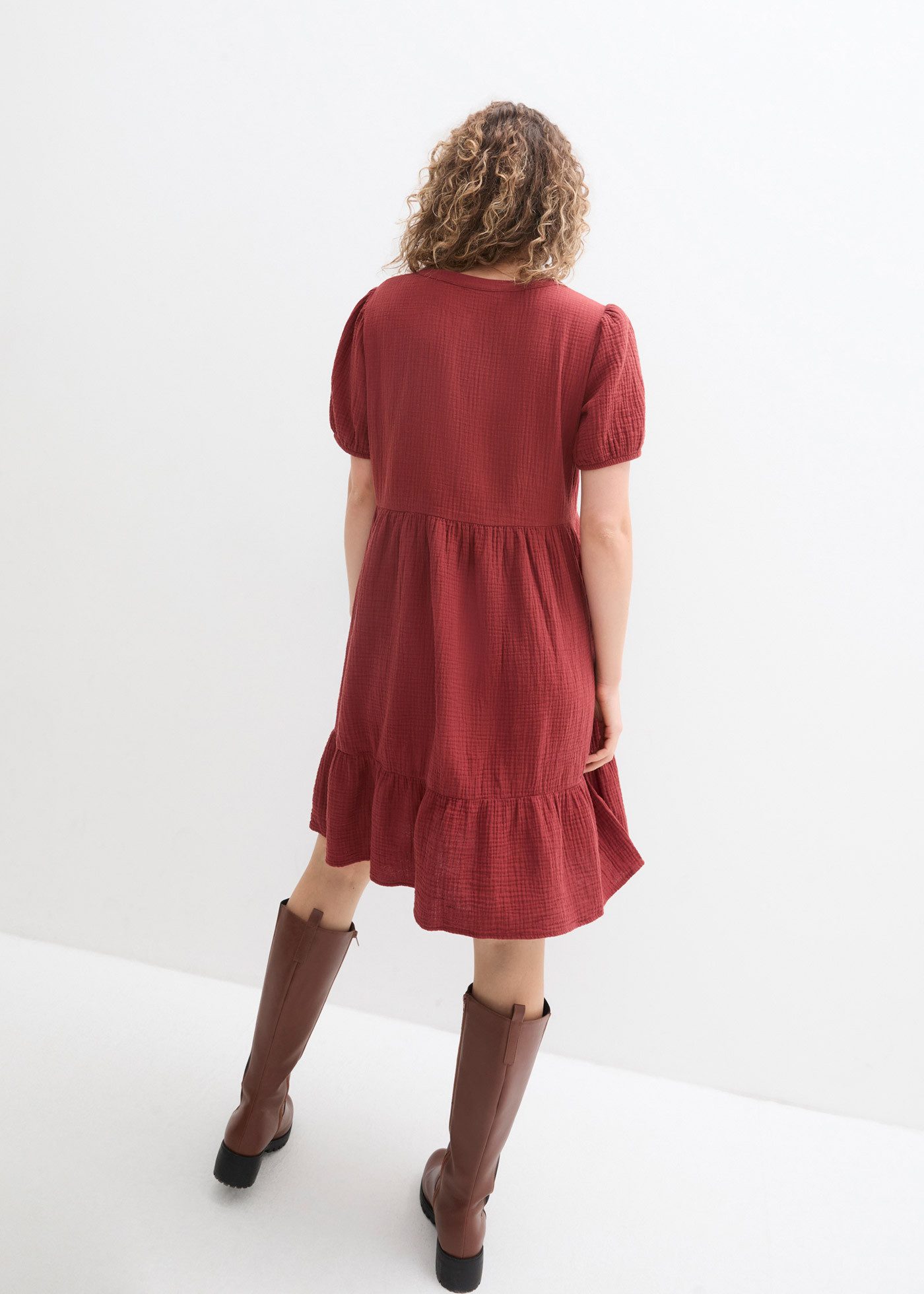 bonprix Sweatkleid für entspannten Look, Oversized-Kleid, aus Musselin, aus Baumwolle