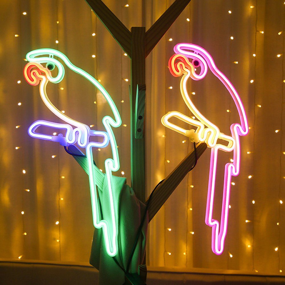 MUPOO LED Neon Neon LED Sign Nachtlicht Schild,8 Dekolicht Wasserdicht Modi, Papagei IP65