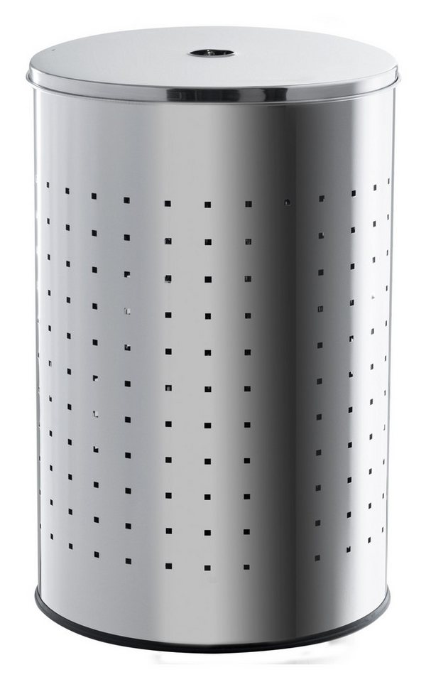 Home4You Wäschetonne Wäschesammler, 54 Liter Fassungsvermögen, Edelstahl, Höhe 57 cm, mit Deckel und Belüftungslöchern