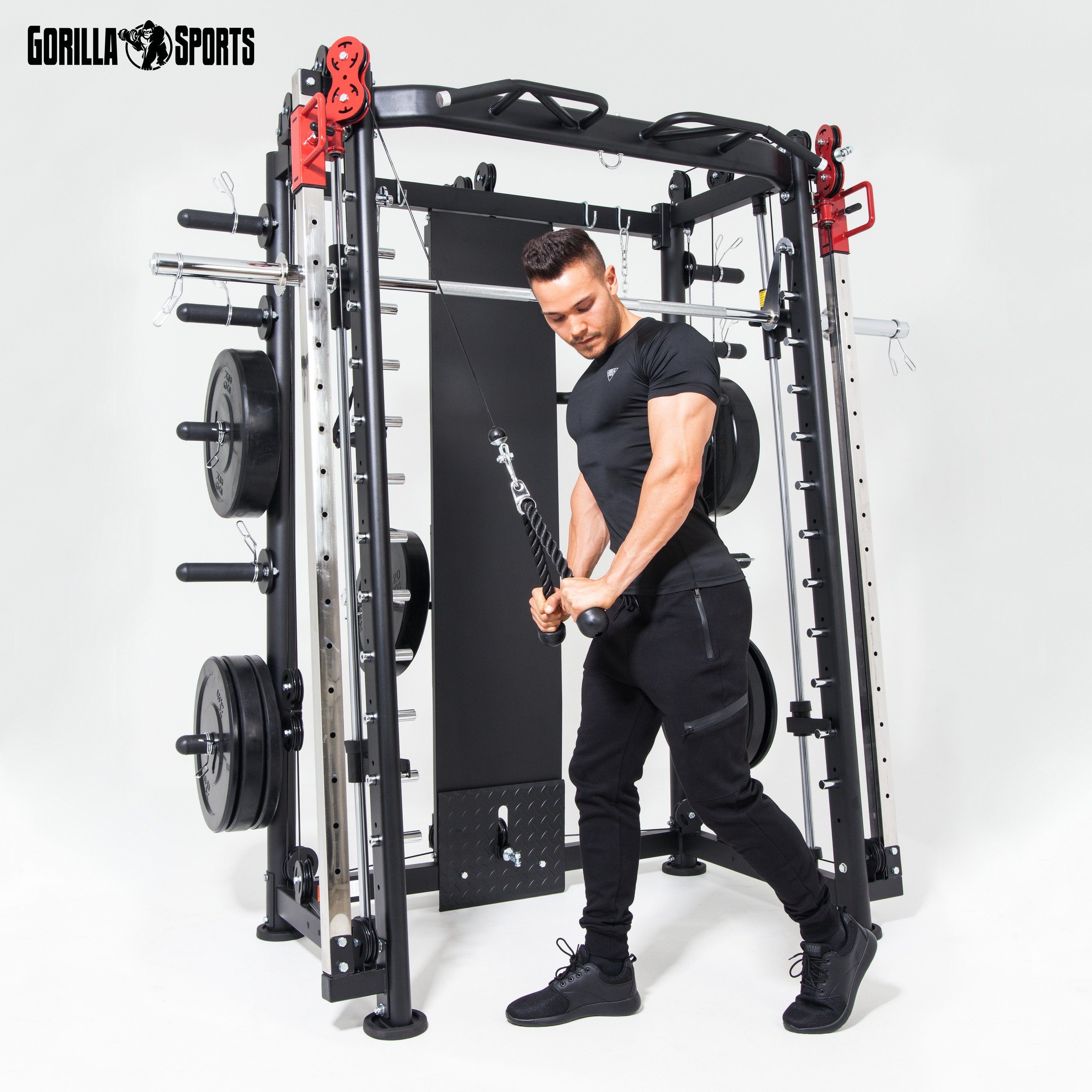 GORILLA SPORTS Kraftstation Power Rack Smith Power Multipresse, - Maschine, Kraftstation, Cage