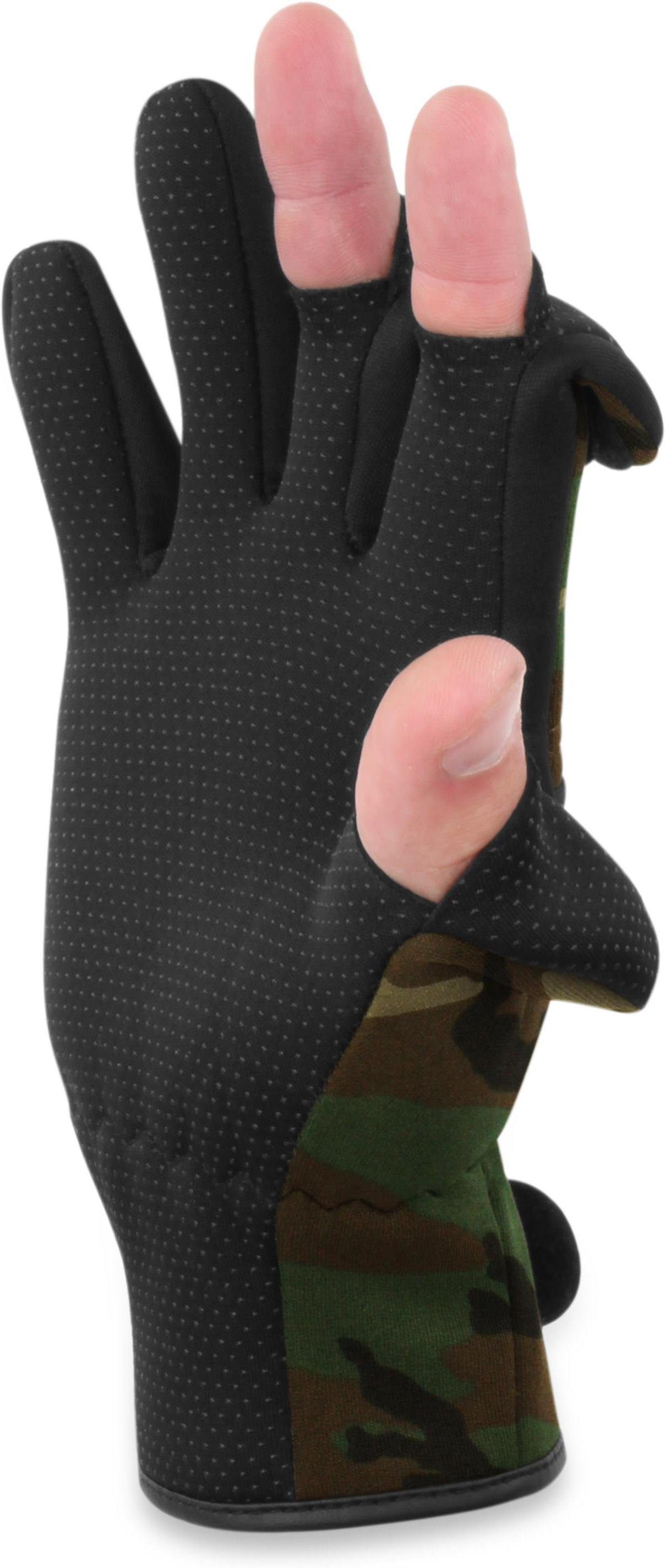 Neopren normani aus Anti-Rutsch-Handschuhe umklappbaren Fingerkuppen Neopren-Anglerhandschuhe - Woodland Angelhandschuhe Thermohandschuhe mit Wahoo